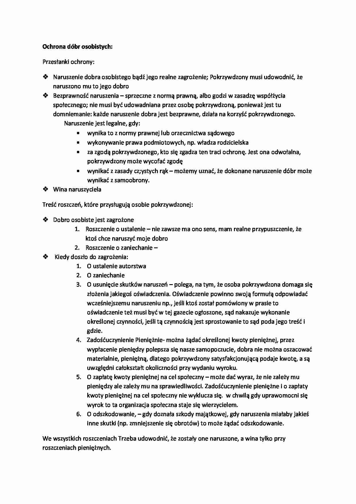 Wykład - ochrona dóbr osobistych (I sem) - strona 1