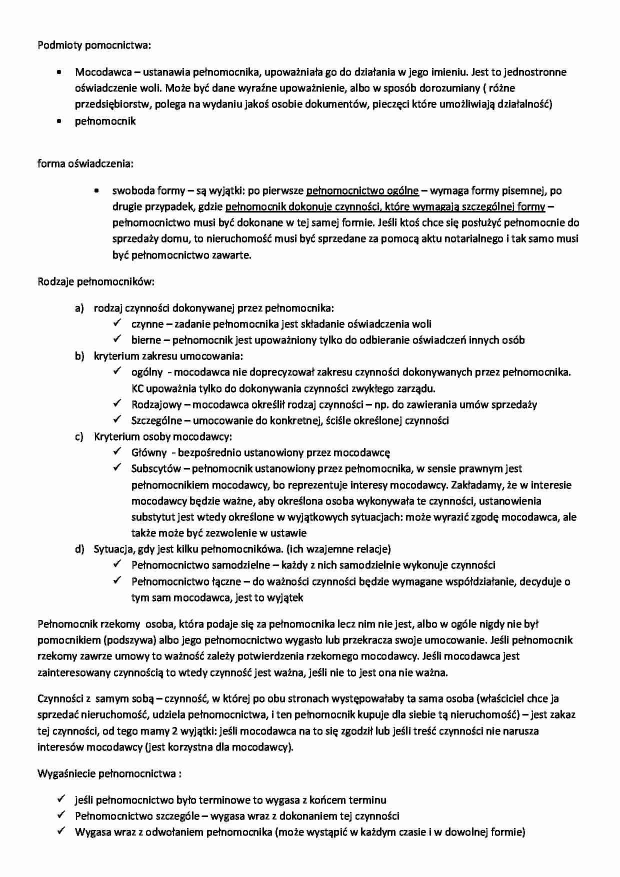 Wykład - pełnomocnictwo (I sem) - strona 1