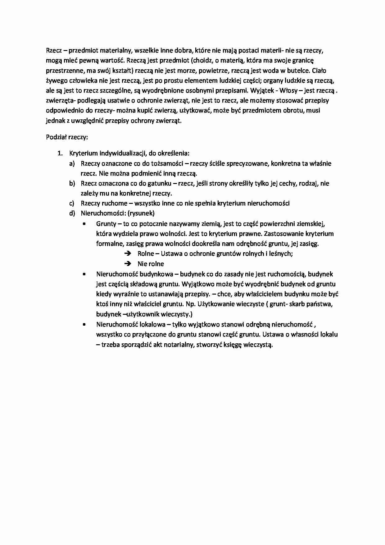 Rzecz - wykład (I sem) - strona 1