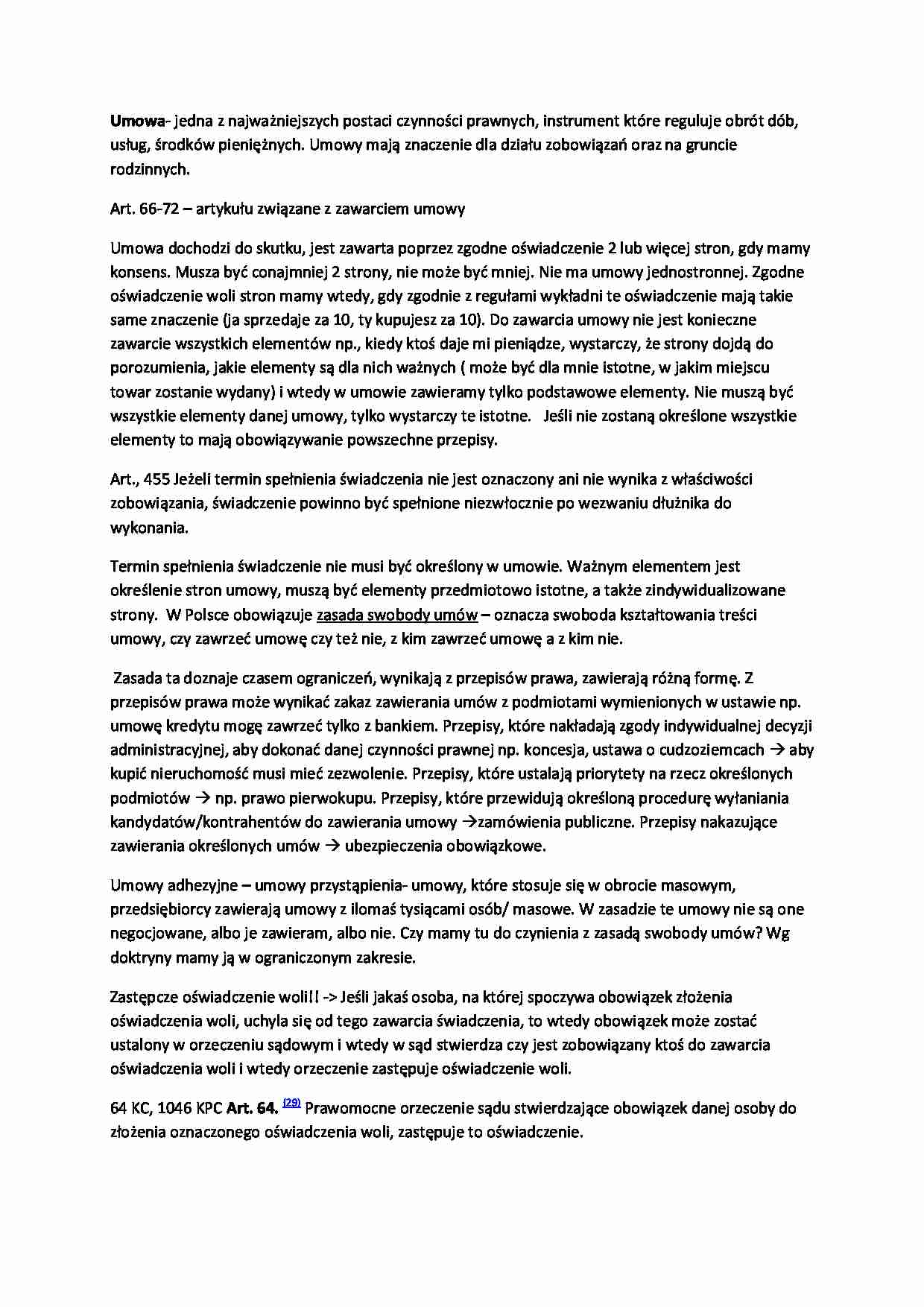 Wykład - umowa (II sem) - strona 1