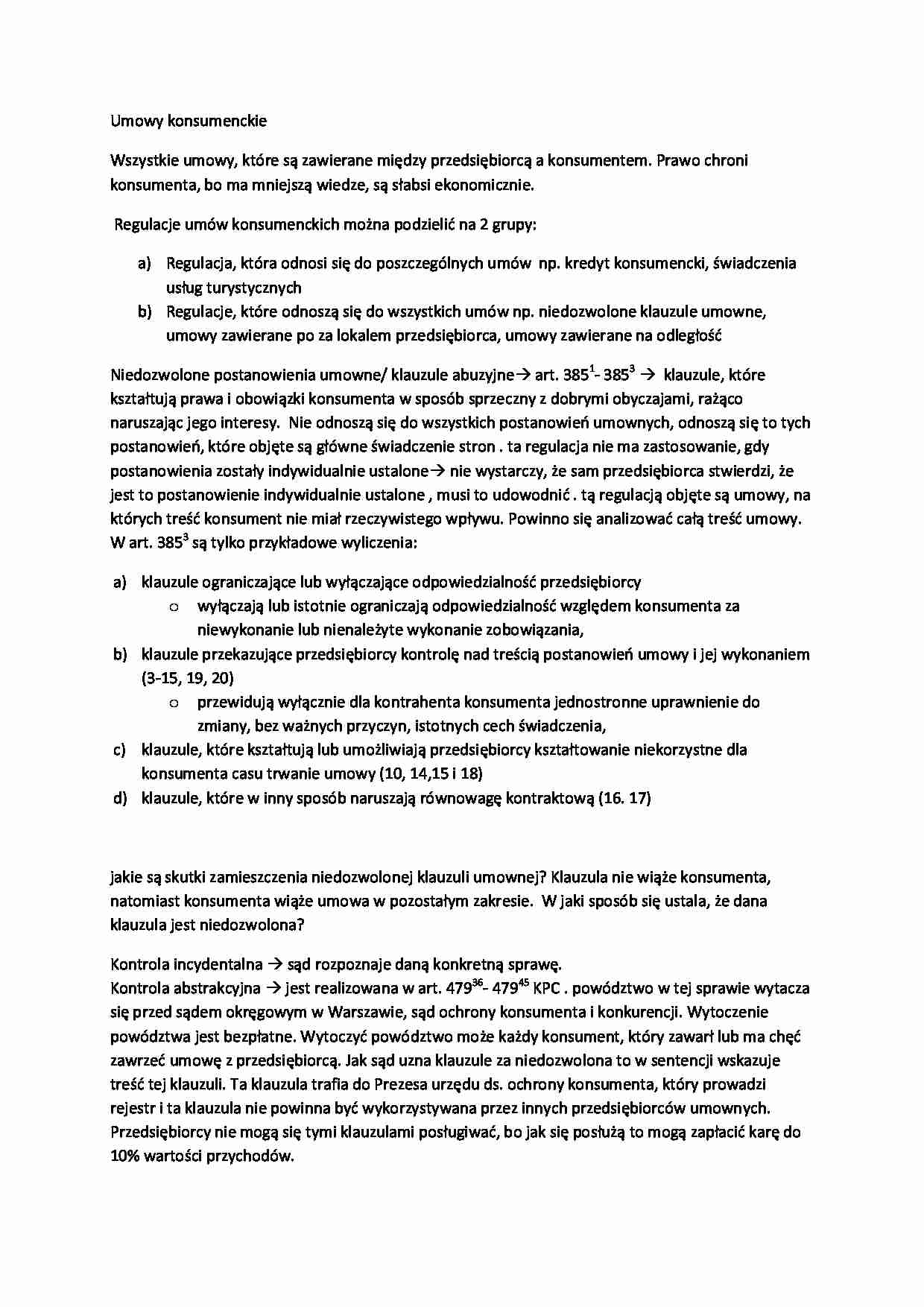Wykład - umowy konsumenckie (II sem) - strona 1