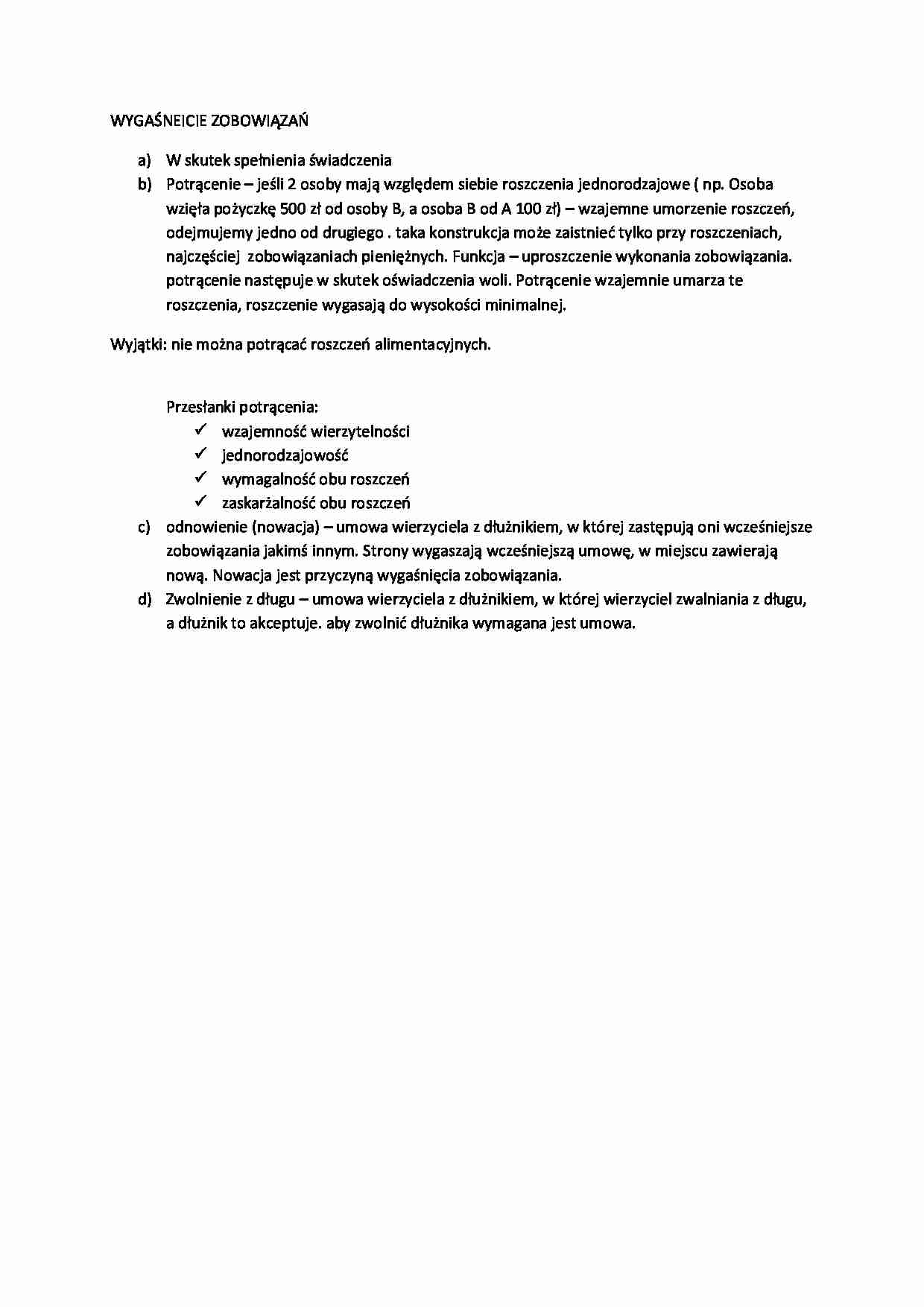 Wykład - wygaśnięcie zobowiązań (I sem) - strona 1