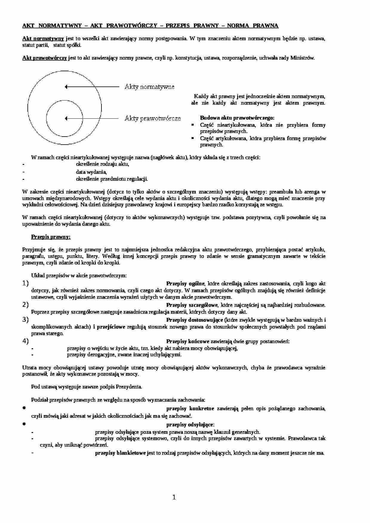 Wykład - akt normatywny - strona 1