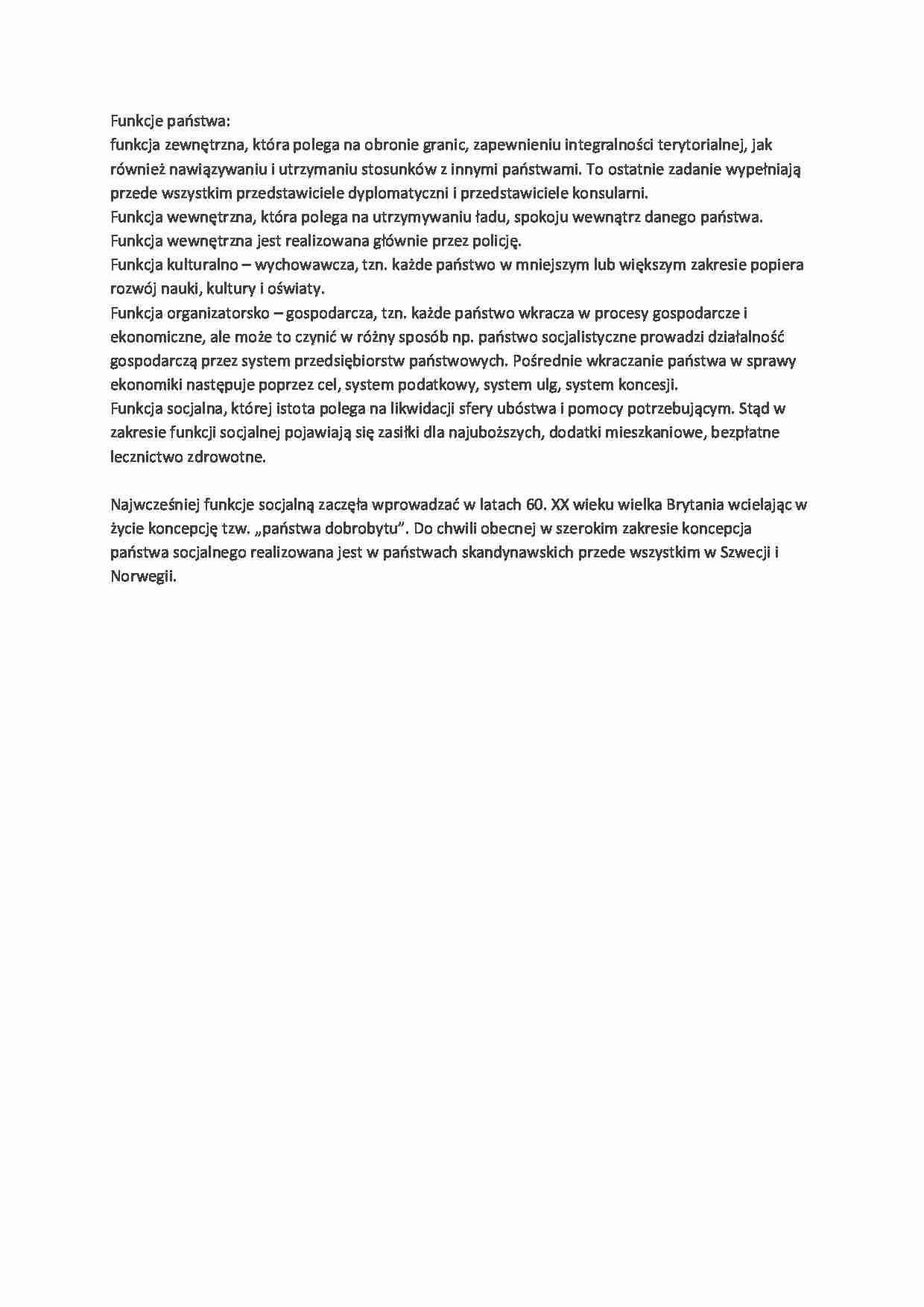 Wykład - funkcje państwa - strona 1