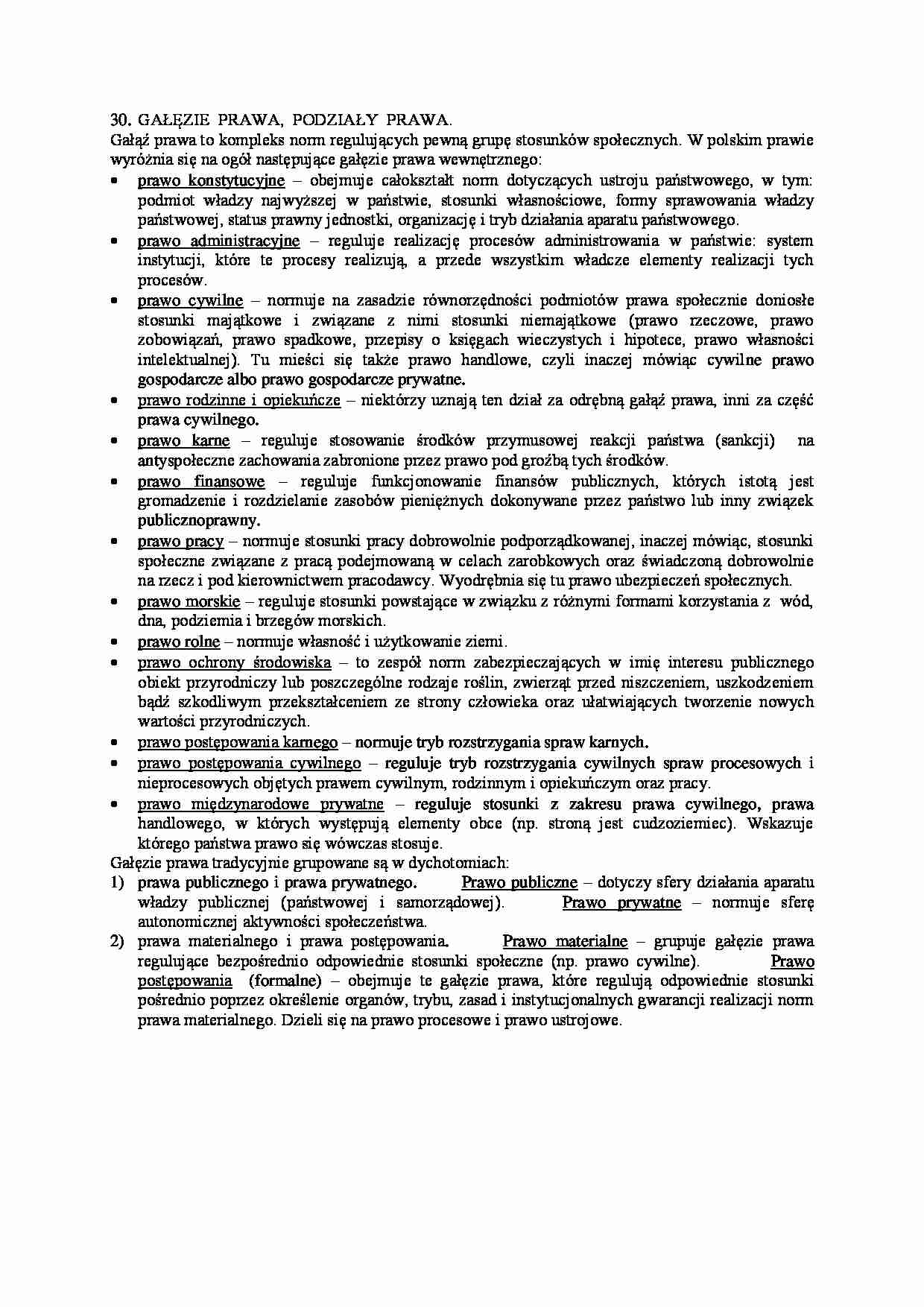 Wykład - gałęzie prawa - strona 1