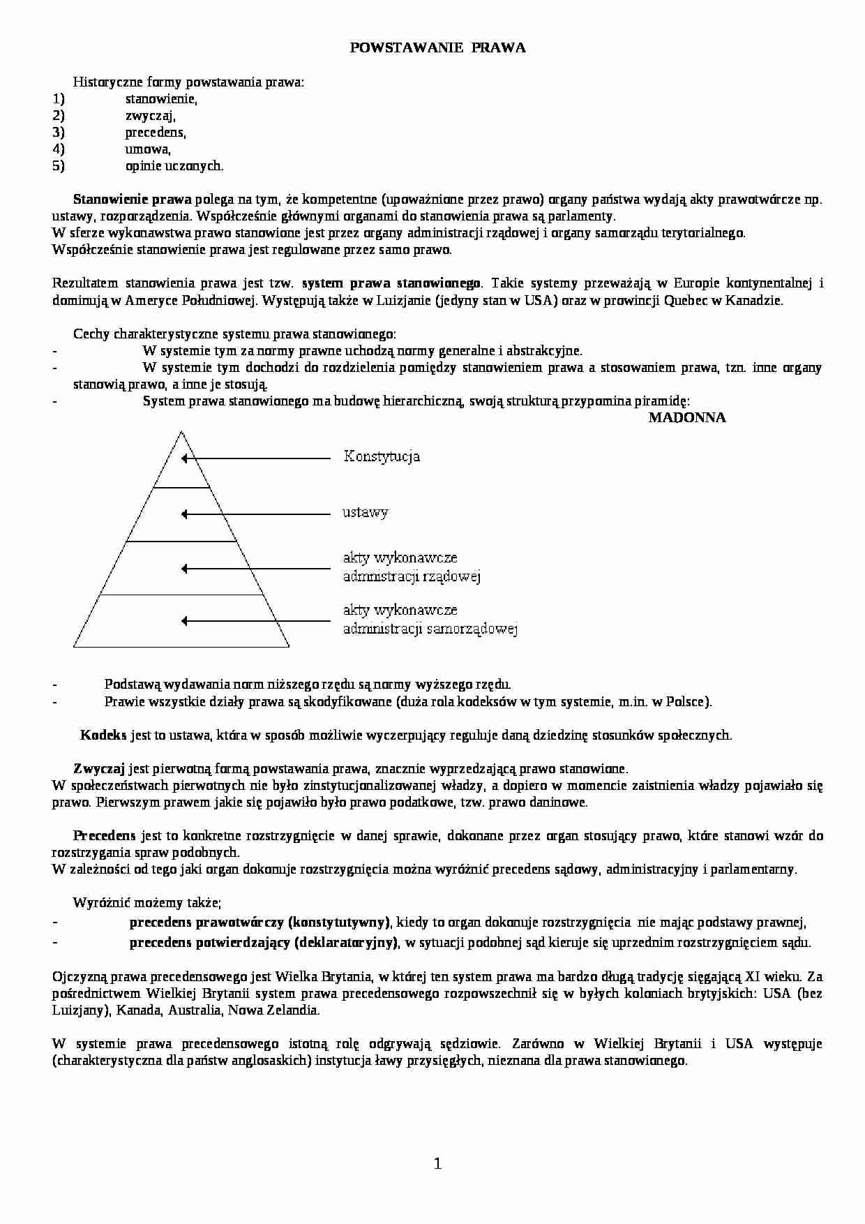 Wykład - powstanie prawa - strona 1