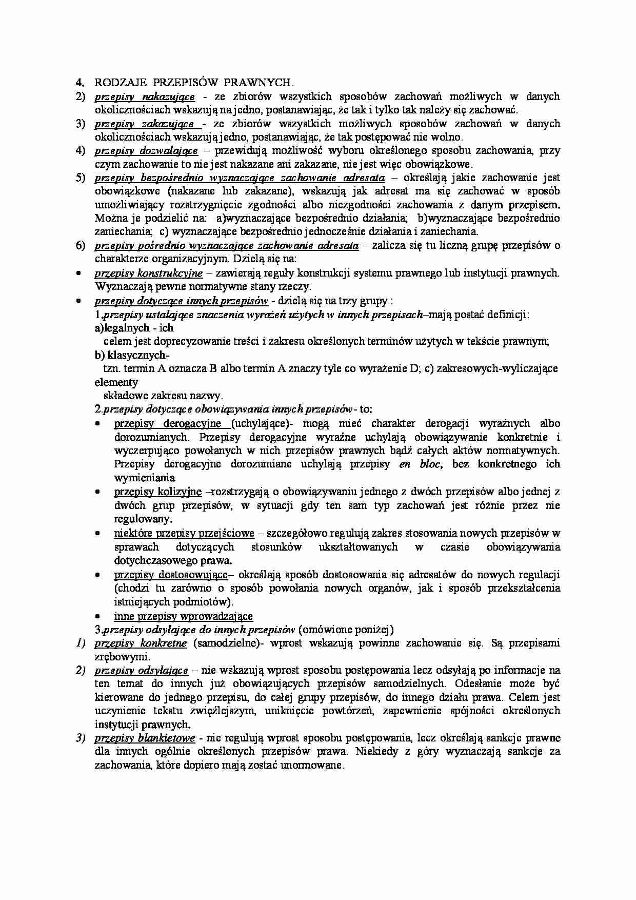 Wykład - rodzaje przepisów prawnych - strona 1