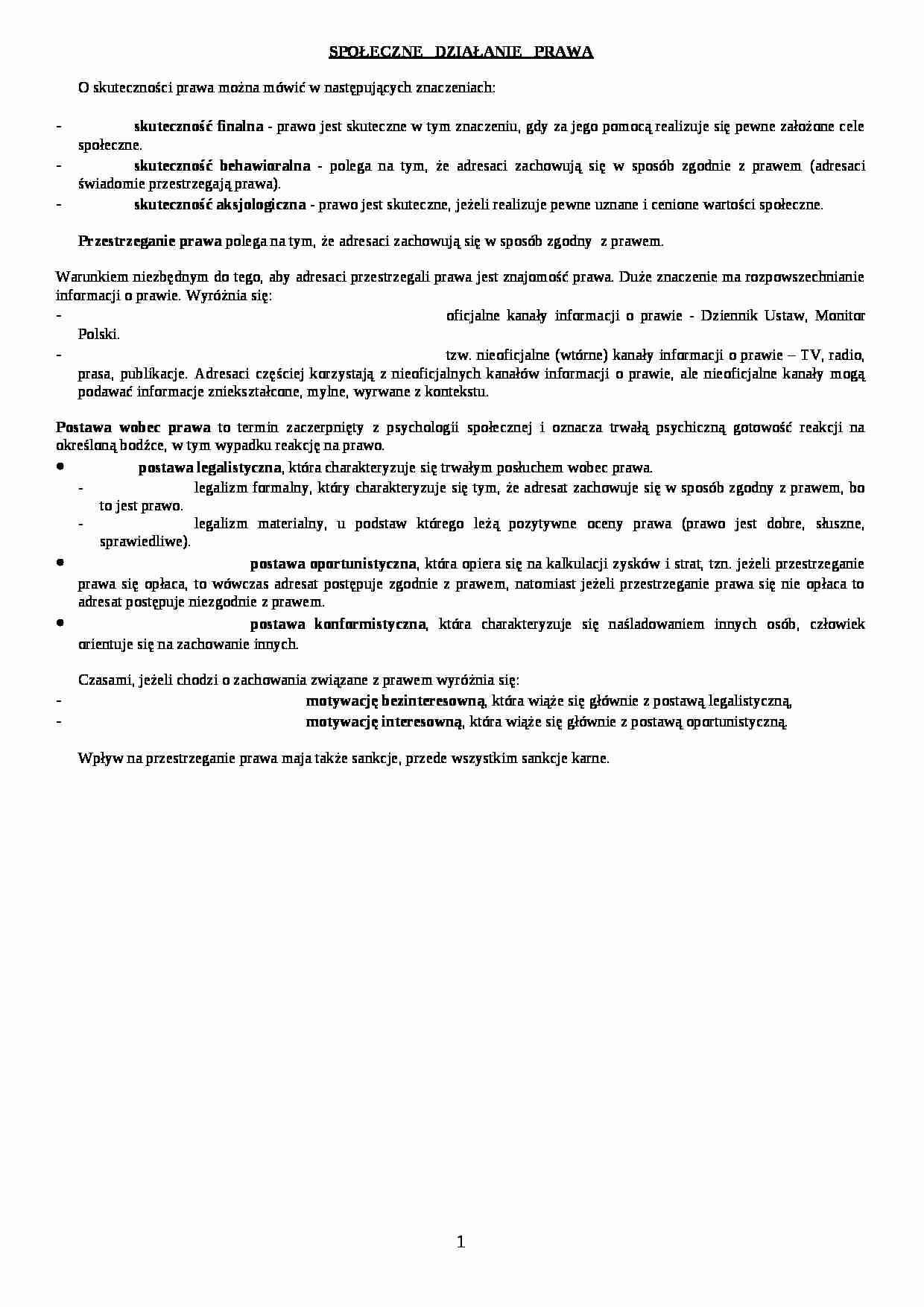 Wykład - społeczne działanie prawa - strona 1