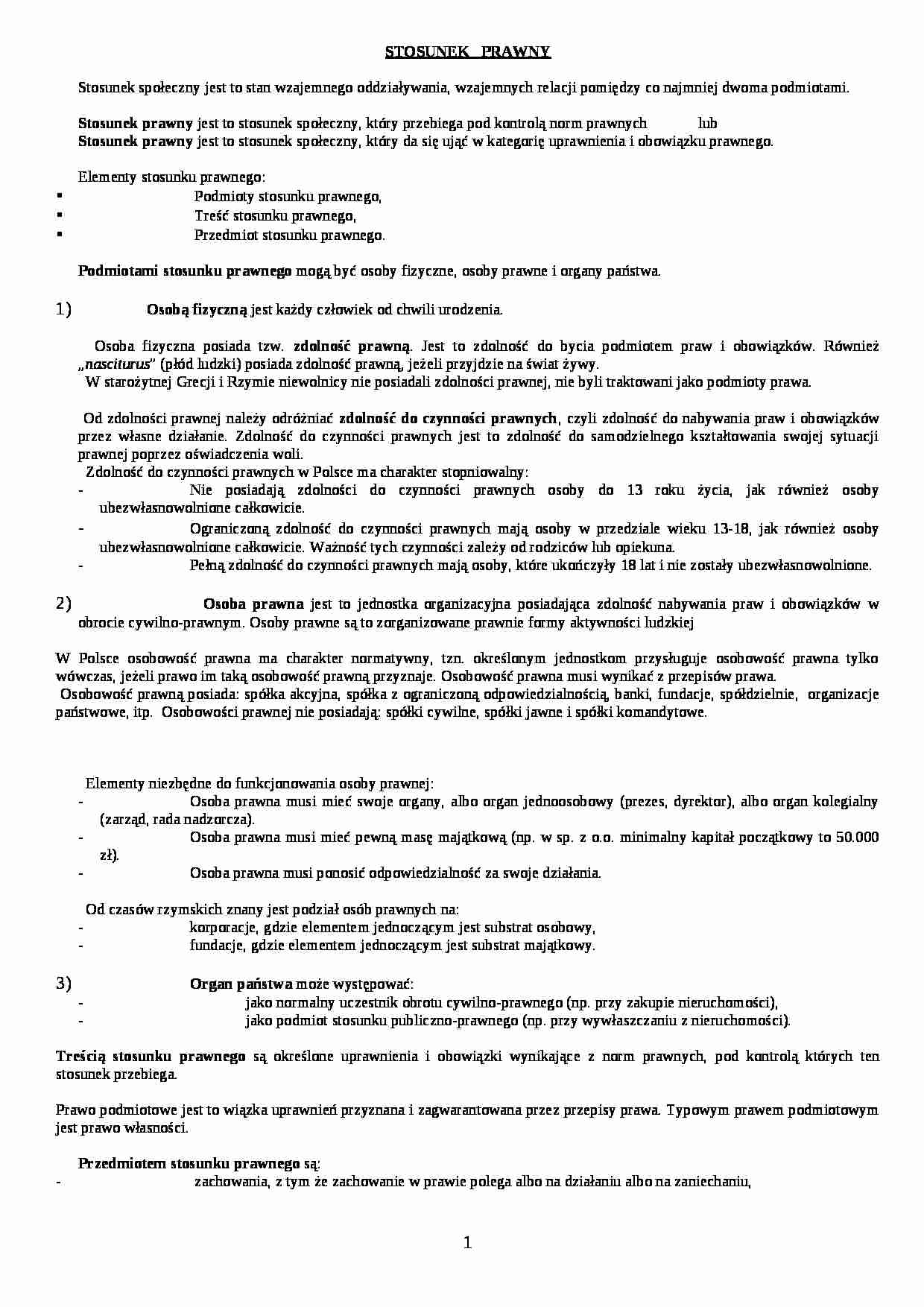 Wykład - stosunek prawny - strona 1