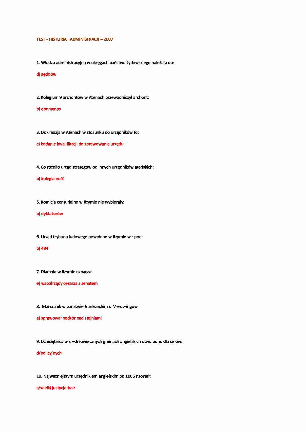 Historia administracji - test - Trybun ludowy - strona 1