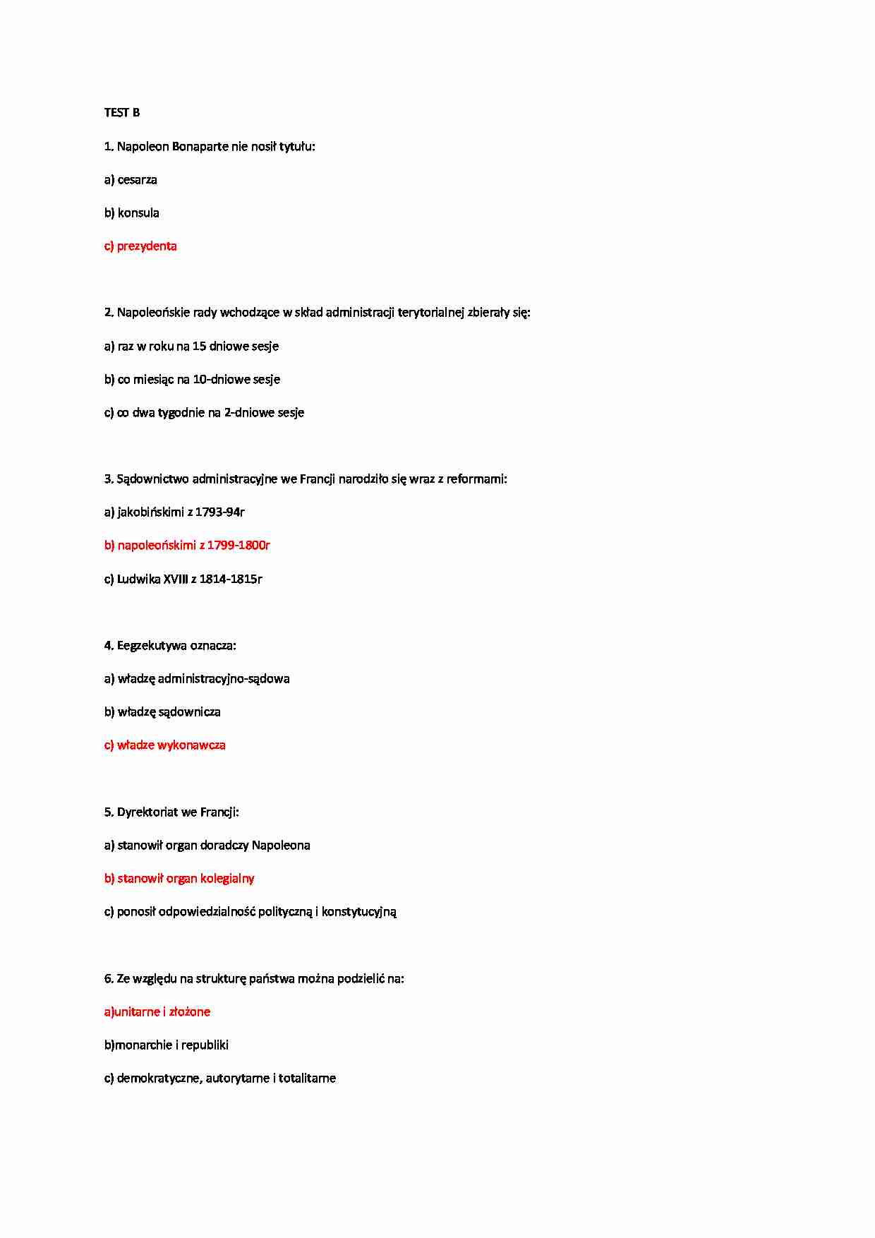 Historia administracji - test - Napoleon Bonaparte - strona 1