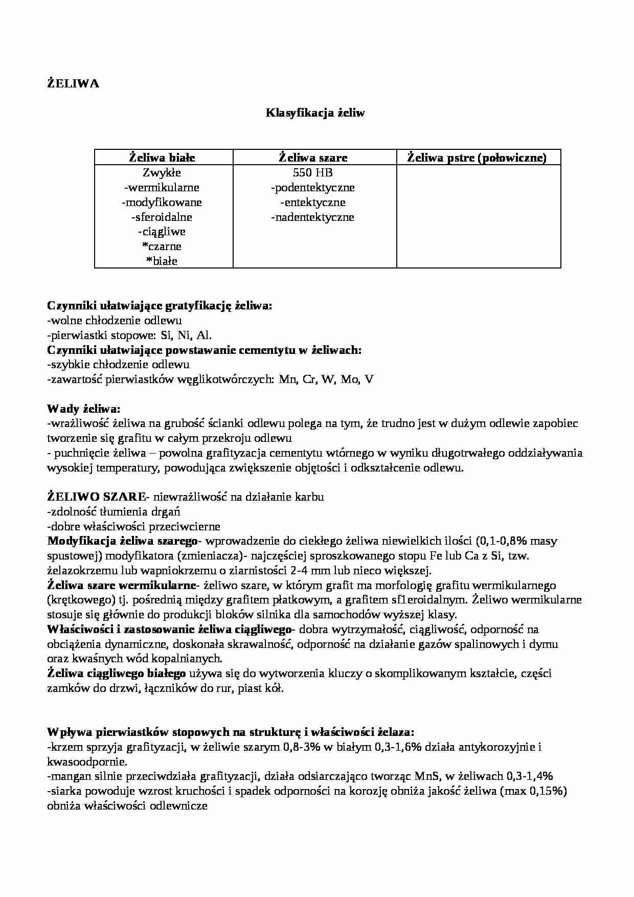 Żeliwa- żelazo (wykład 5) sem IV - strona 1