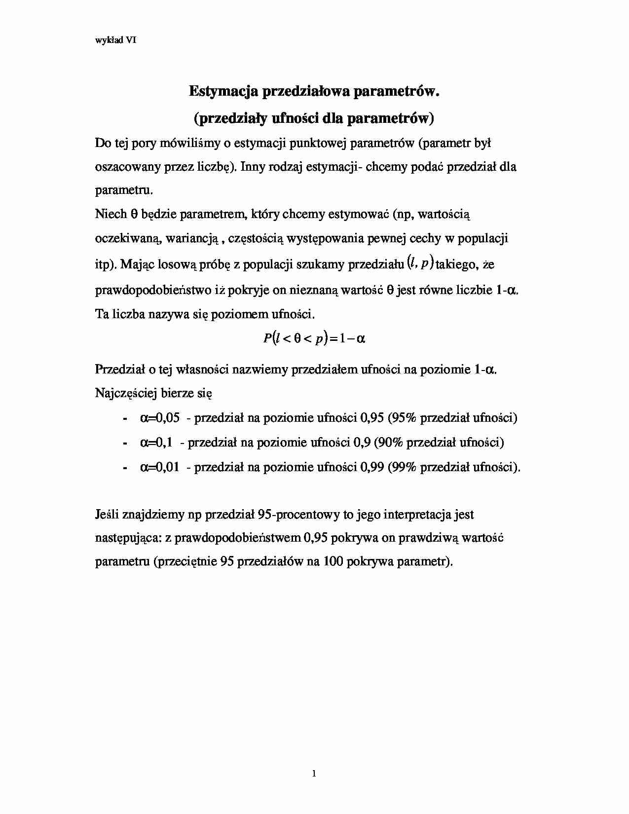 Estymacja przedziałowa parametrów (sem. IV) (4) - strona 1