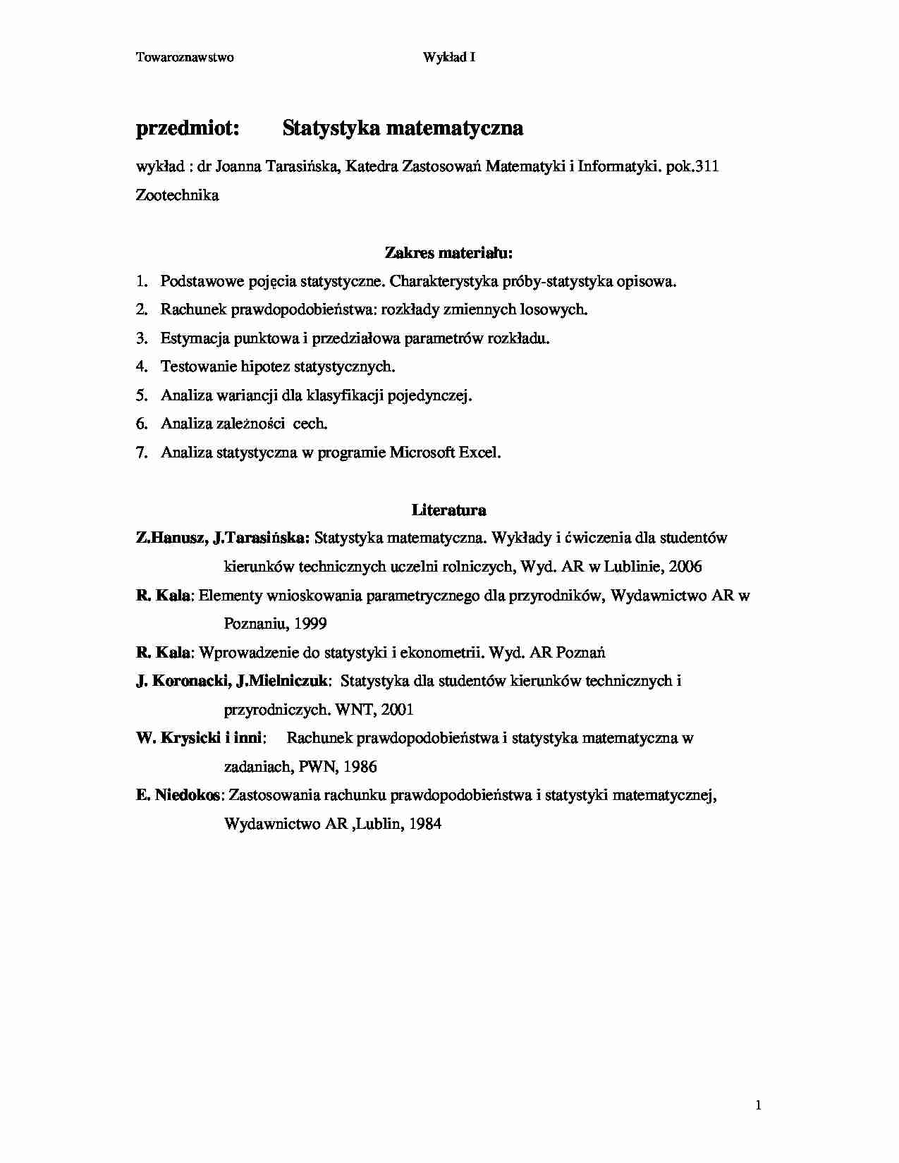 podstawowe pojęcia statystyczne (sem. IV) - strona 1