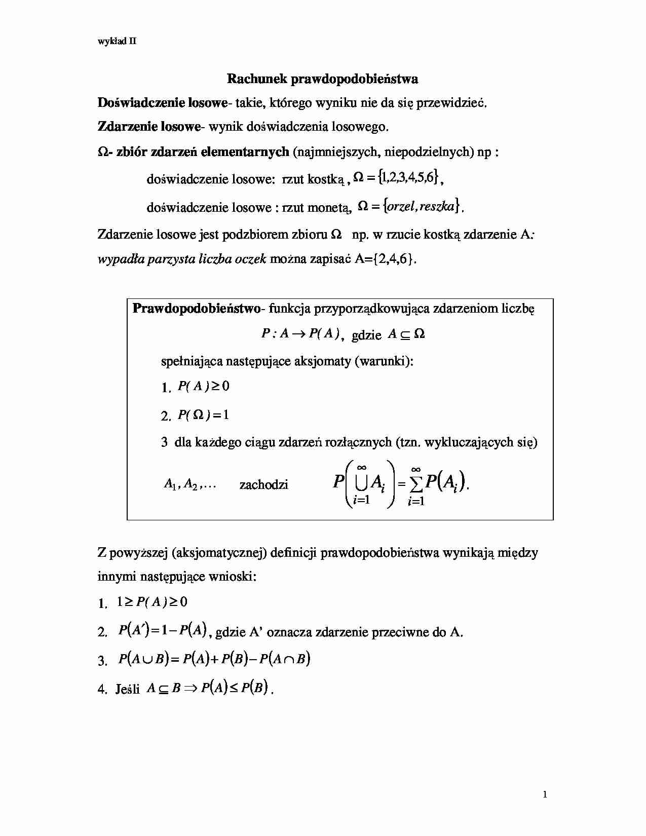 rachunek prawdopodobieństwa (sem. IV) (9) - strona 1