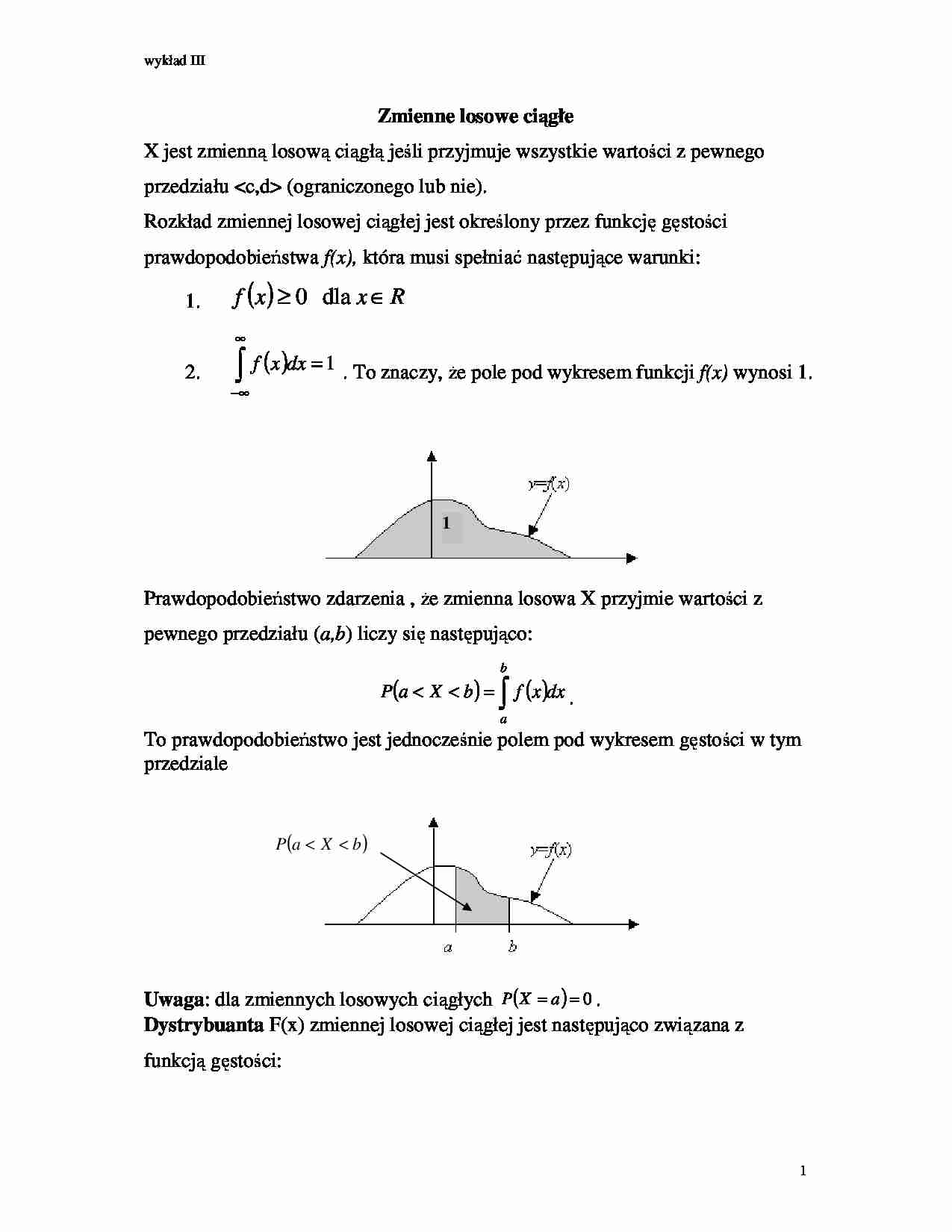zmienne losowe ciągłe (sem. IV) (1) - strona 1