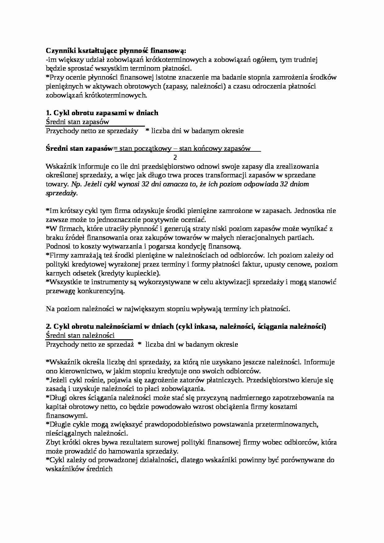 Wykład - płynność finansowa - strona 1