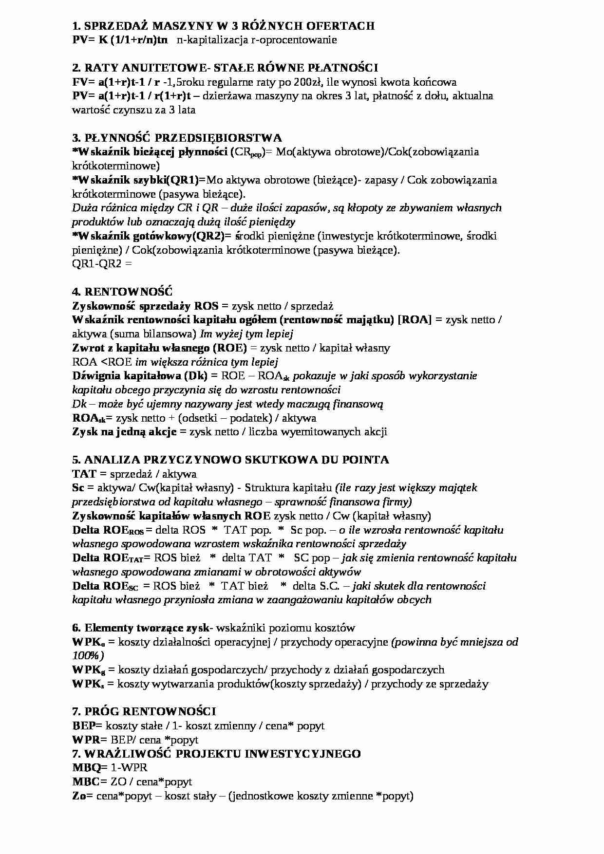 Wzory do egzaminu (sem IV) - strona 1