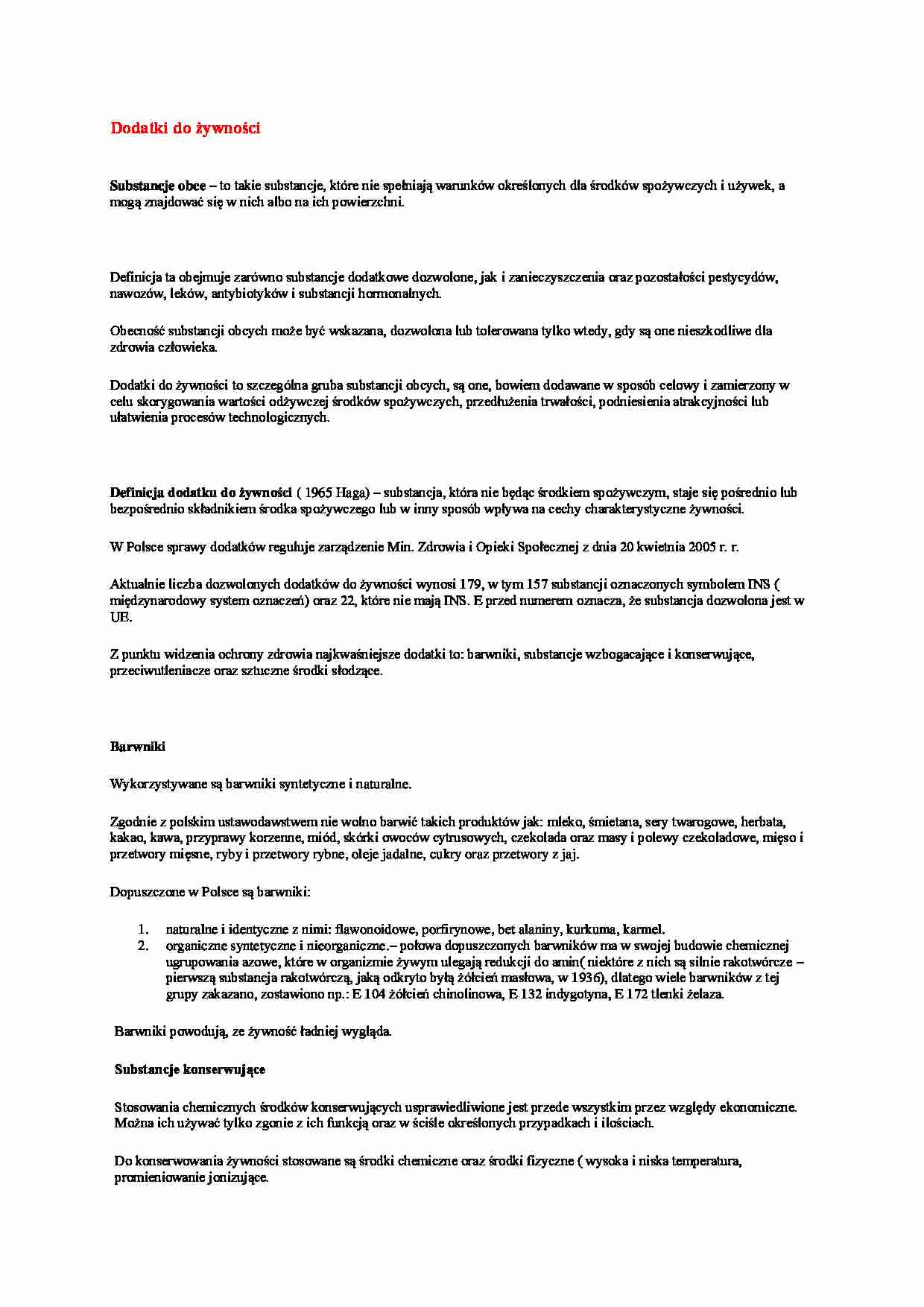 Dodatki do żywności - strona 1