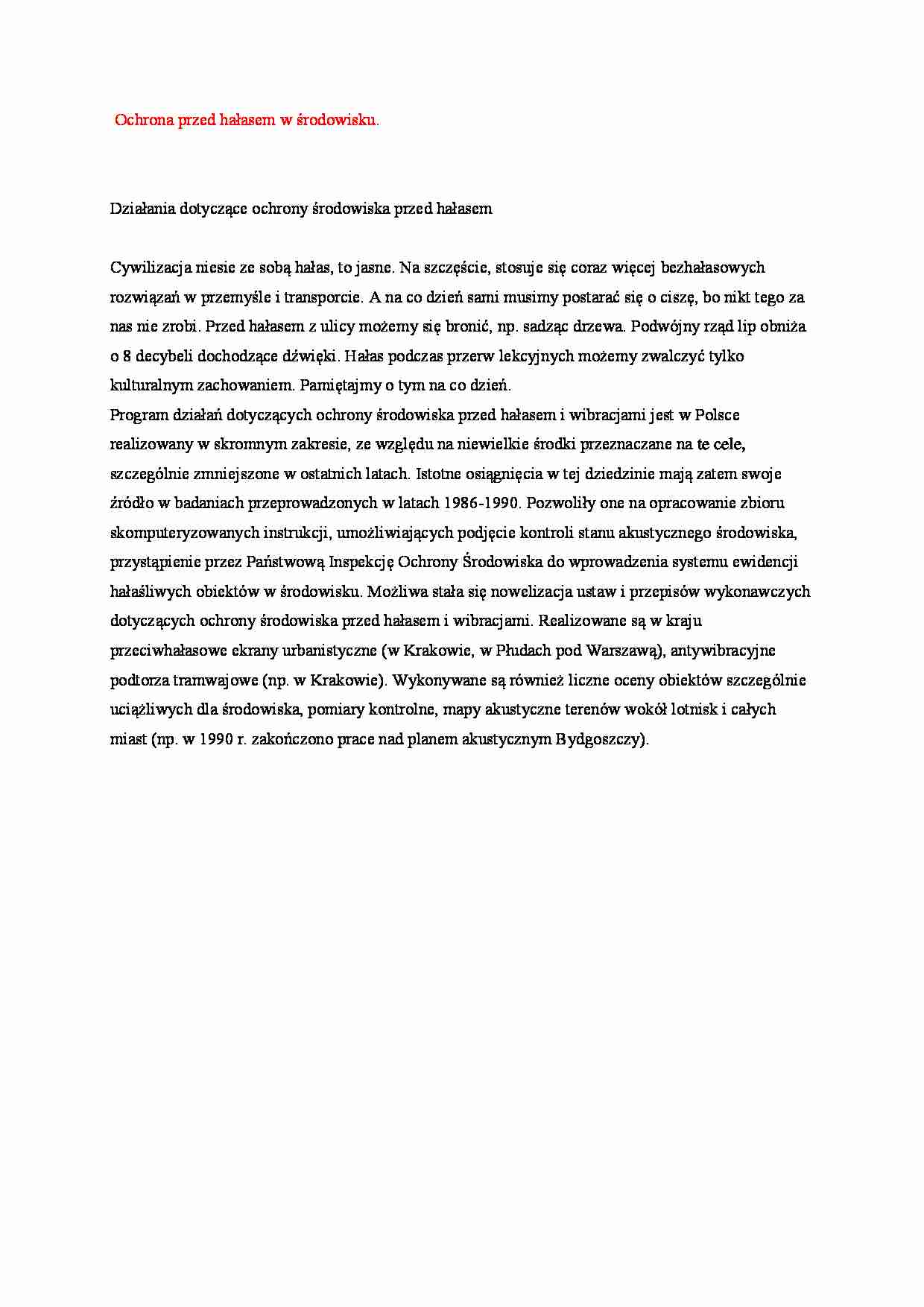 Ochrona przed hałasem w środowisku - strona 1