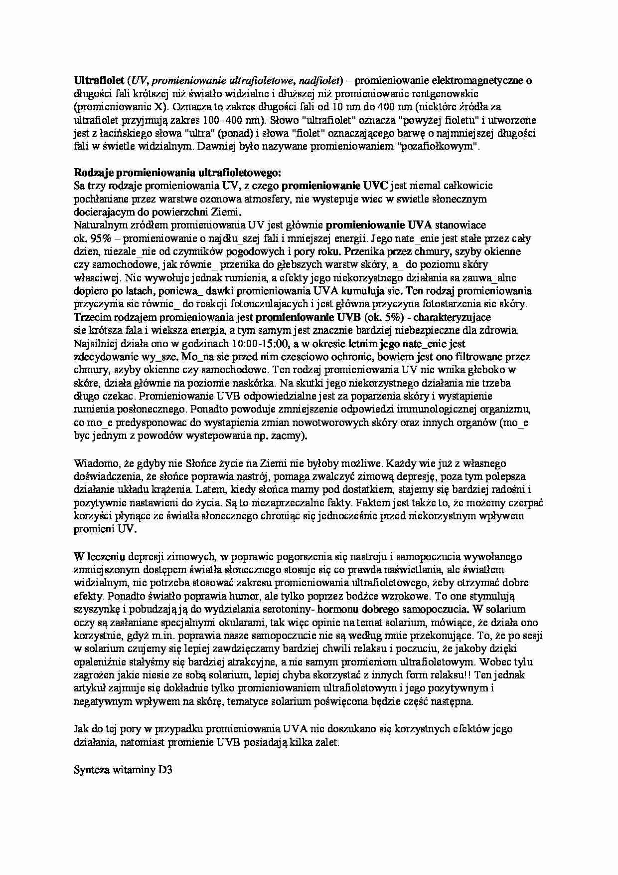 Promieniowanie UV - wykład - Ultrafiolet  - strona 1