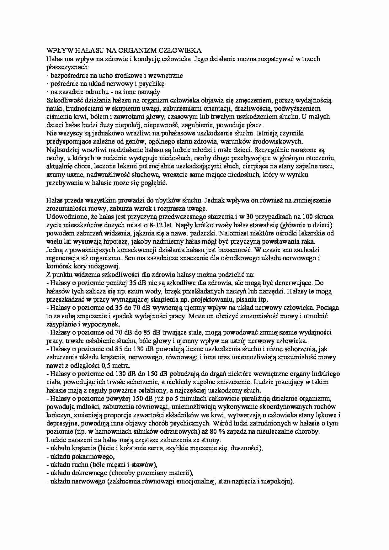 Wpływ hałasu - wykład - strona 1