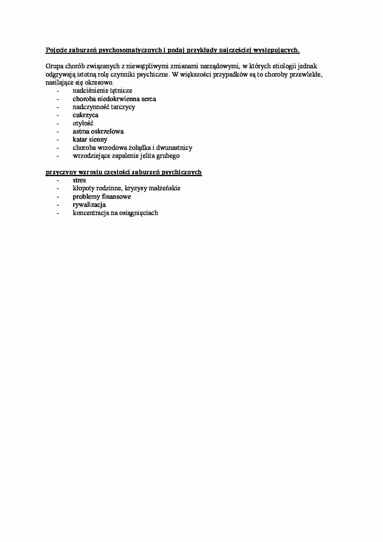Choroby psychosomatyczne - wykład - strona 1