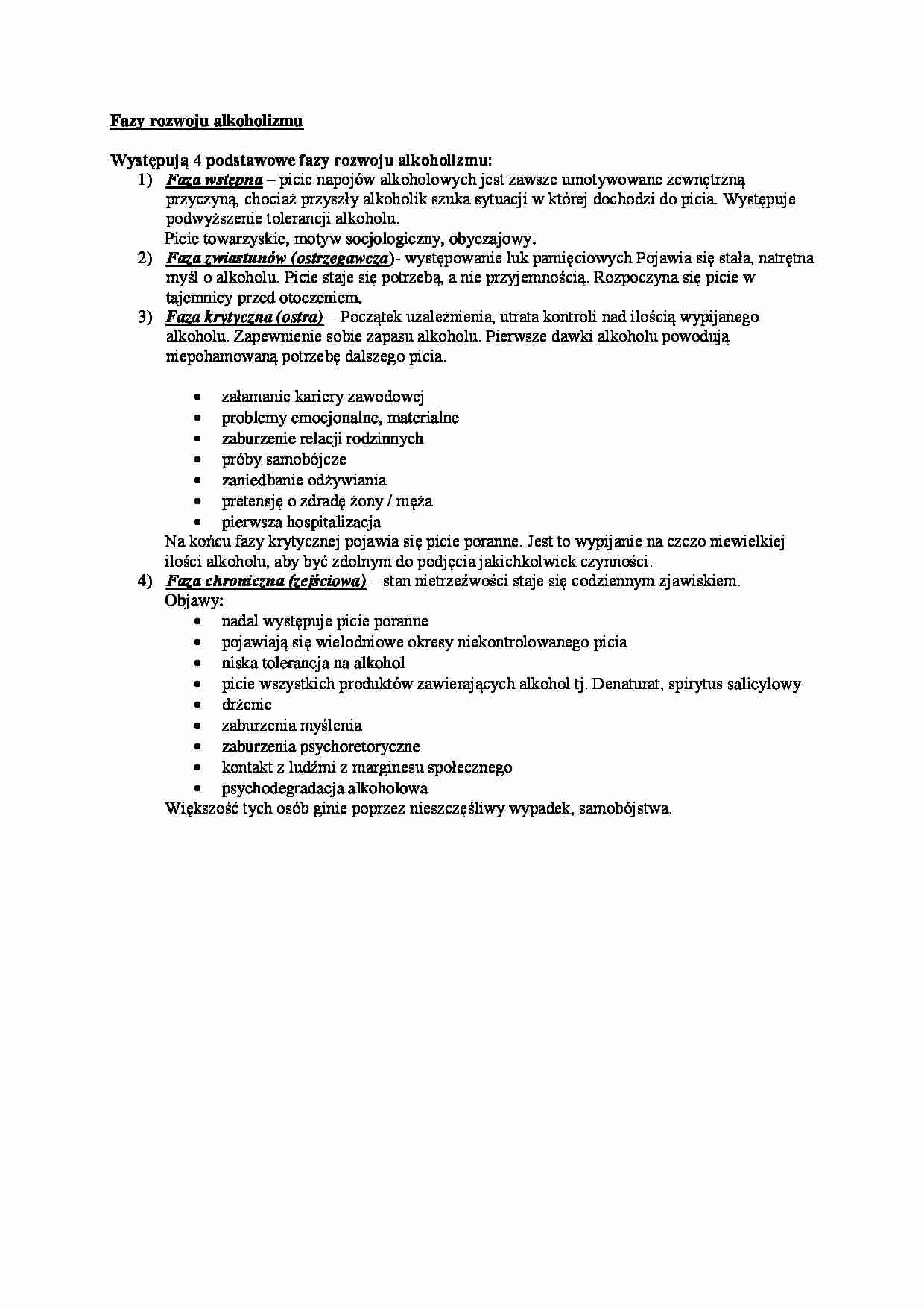 Fazy alkoholizmu - wykład - strona 1