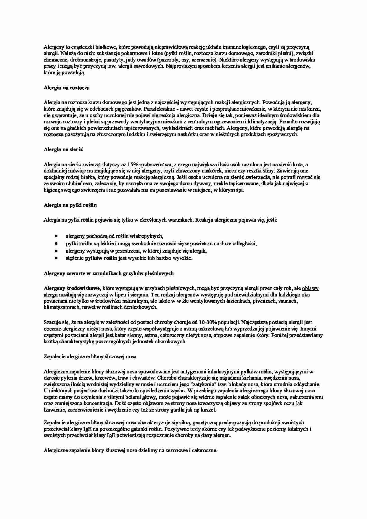 Alergeny i choroby alergiczne - strona 1