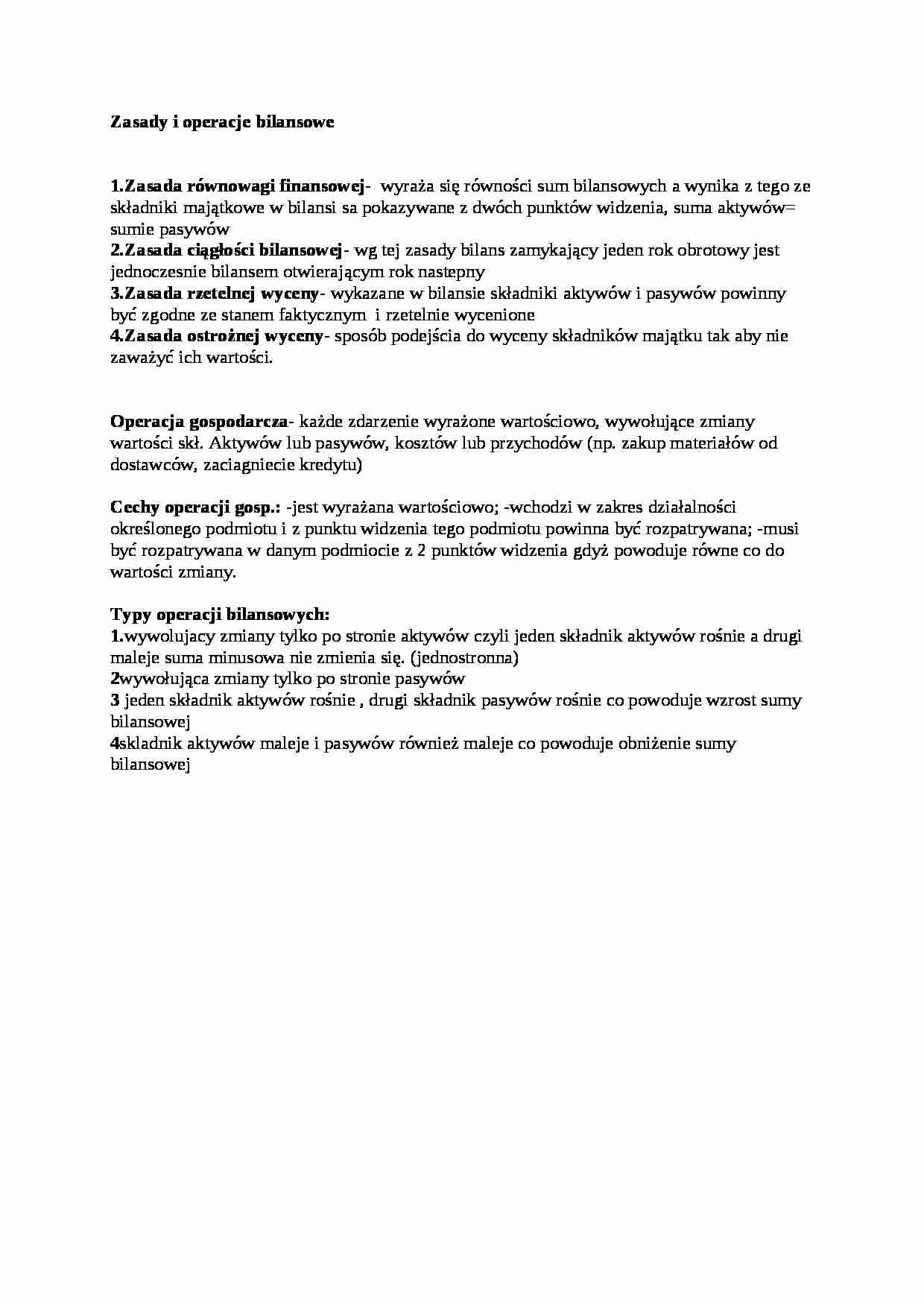 Zasady i operacje bilansowe, sem III - strona 1