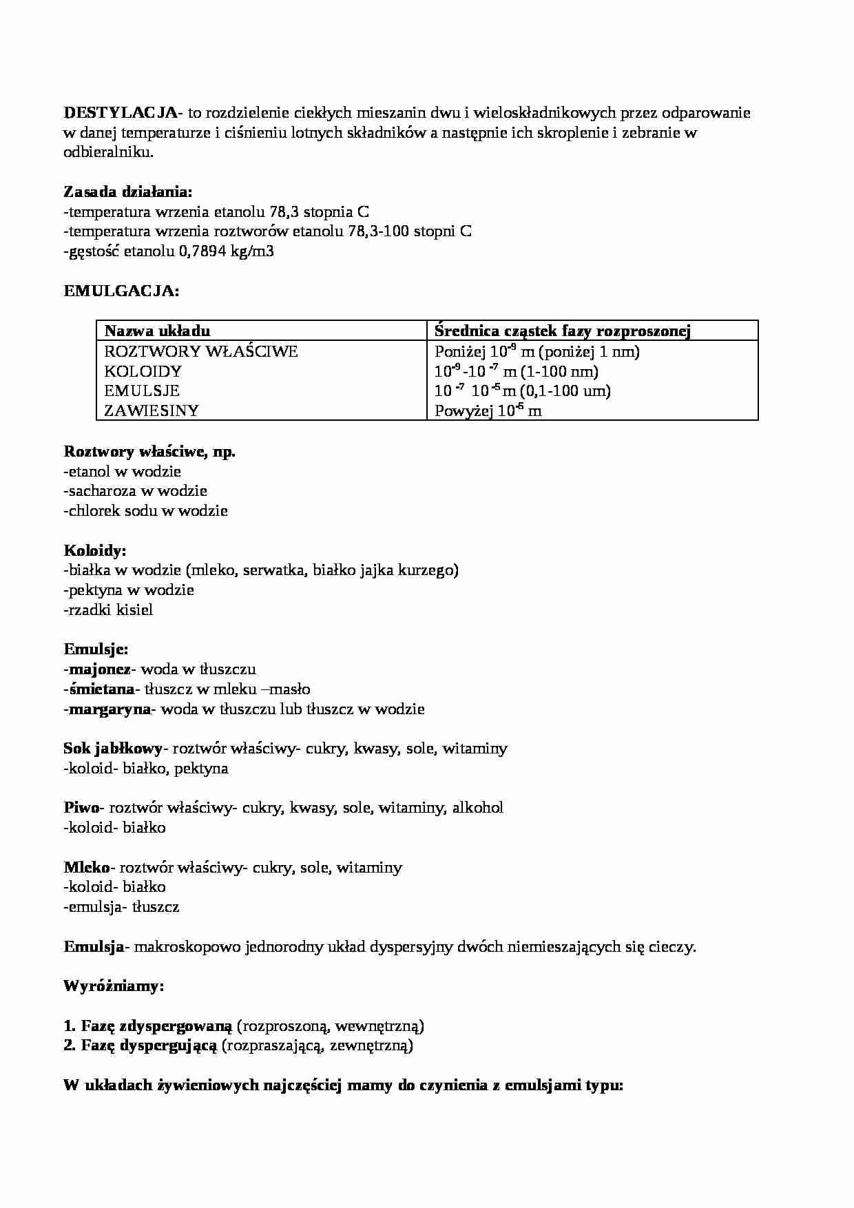 Destylacja-emulgacja,  sem IV - strona 1