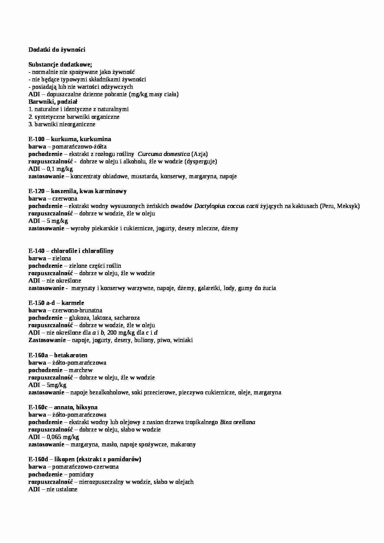 Dodatki do żywności , sem IV - strona 1