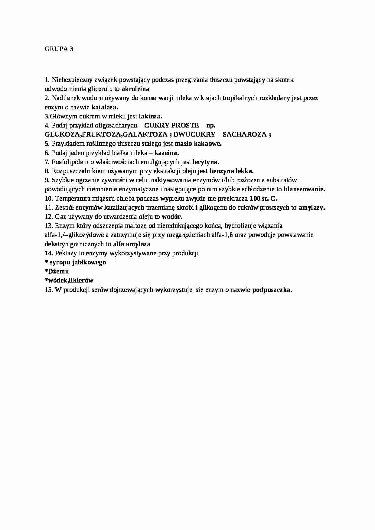 Egzamin z technologii żywności , sem IV - cukry - strona 1