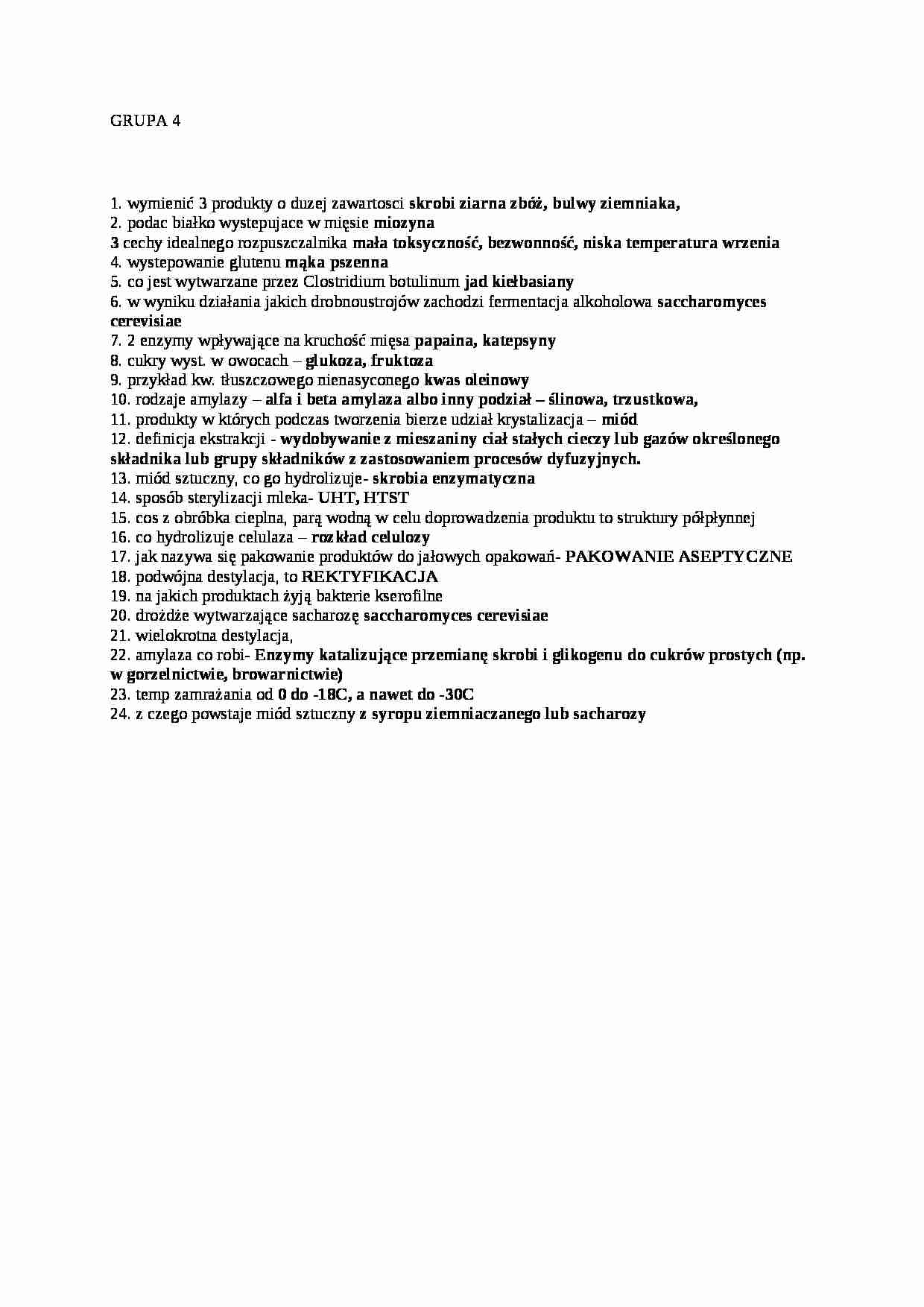 Egzamin z technologii żywności, sem IV - skrobia - strona 1