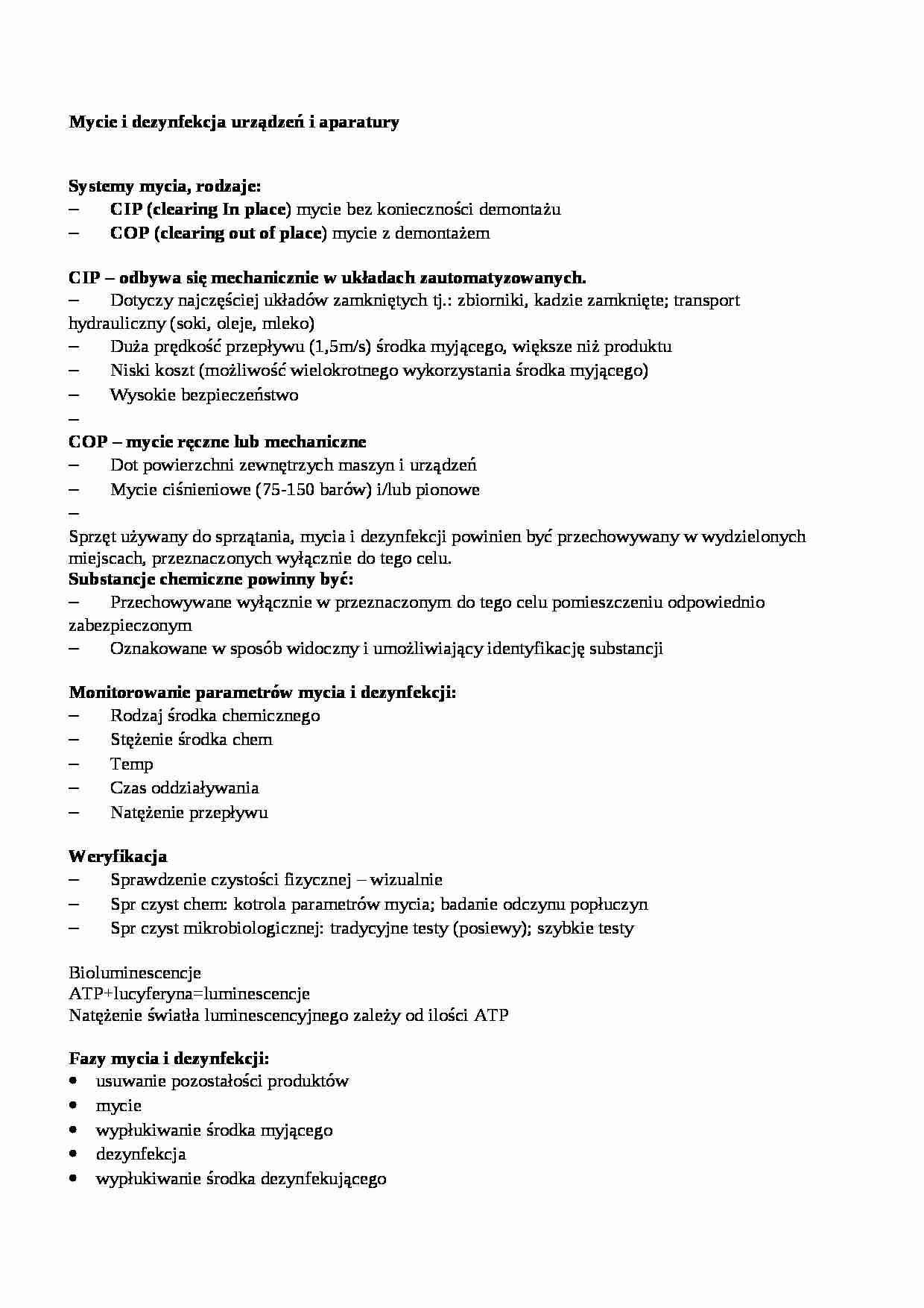 Mycie i dezynfekcja urządzeń i aparatury, sem IV - strona 1