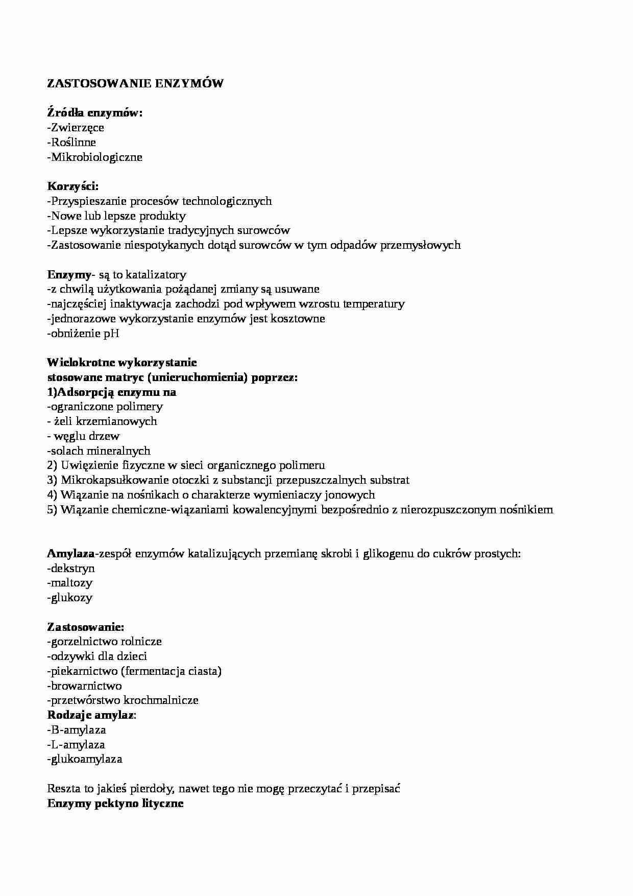 Zastosowanie enzymów, sem IV - strona 1