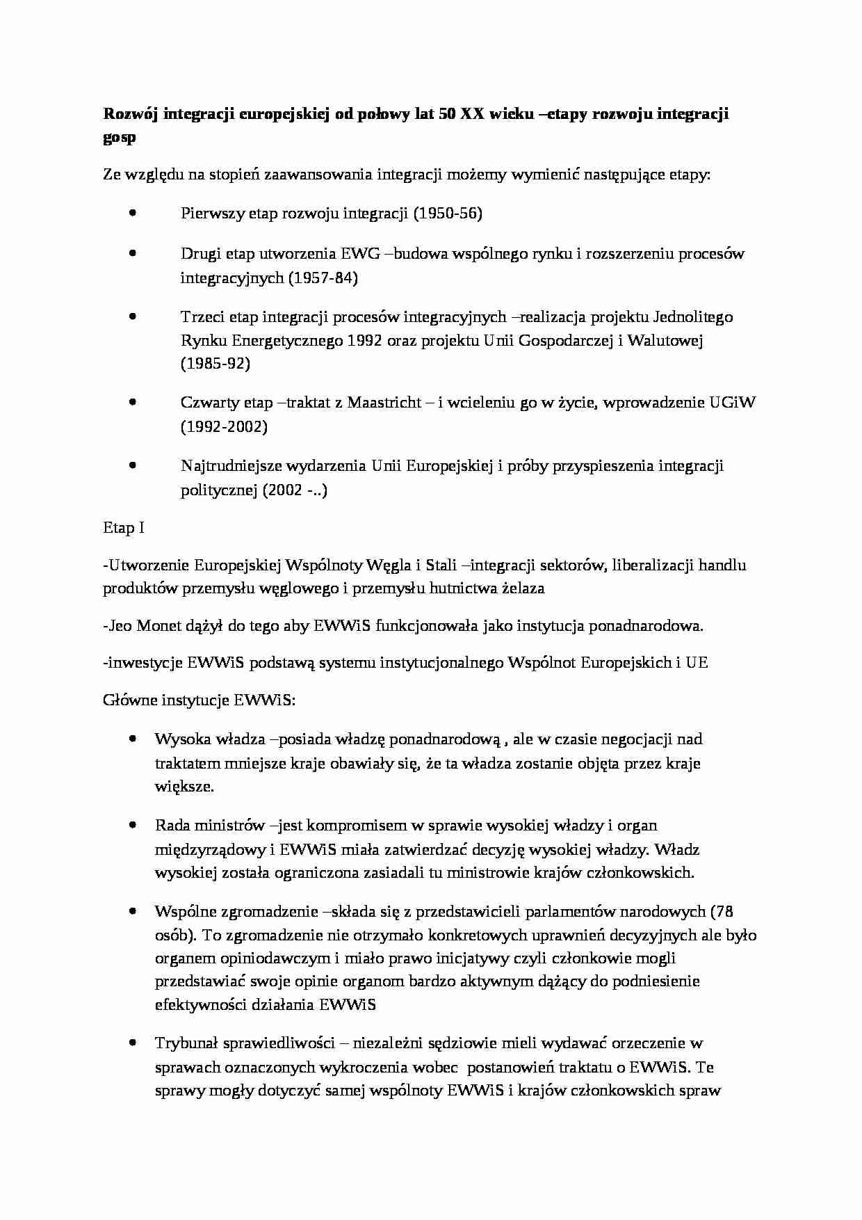 Etapy rozwoju integracji gospodarczej, sem III - strona 1