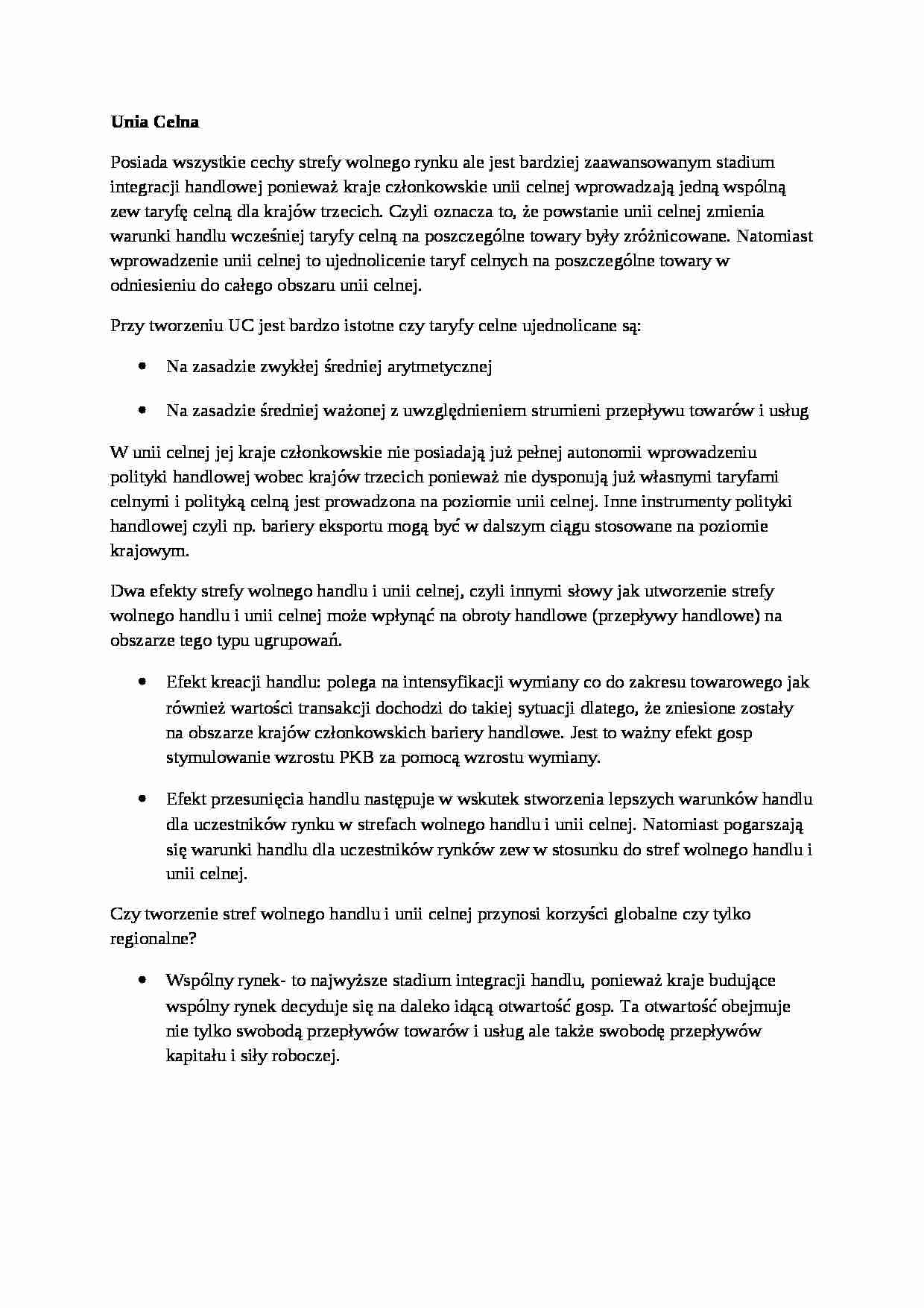 Unia celna, sem III - strona 1