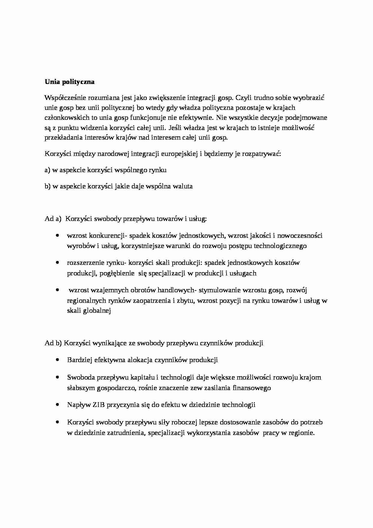 Unia polityczna, sem III - strona 1