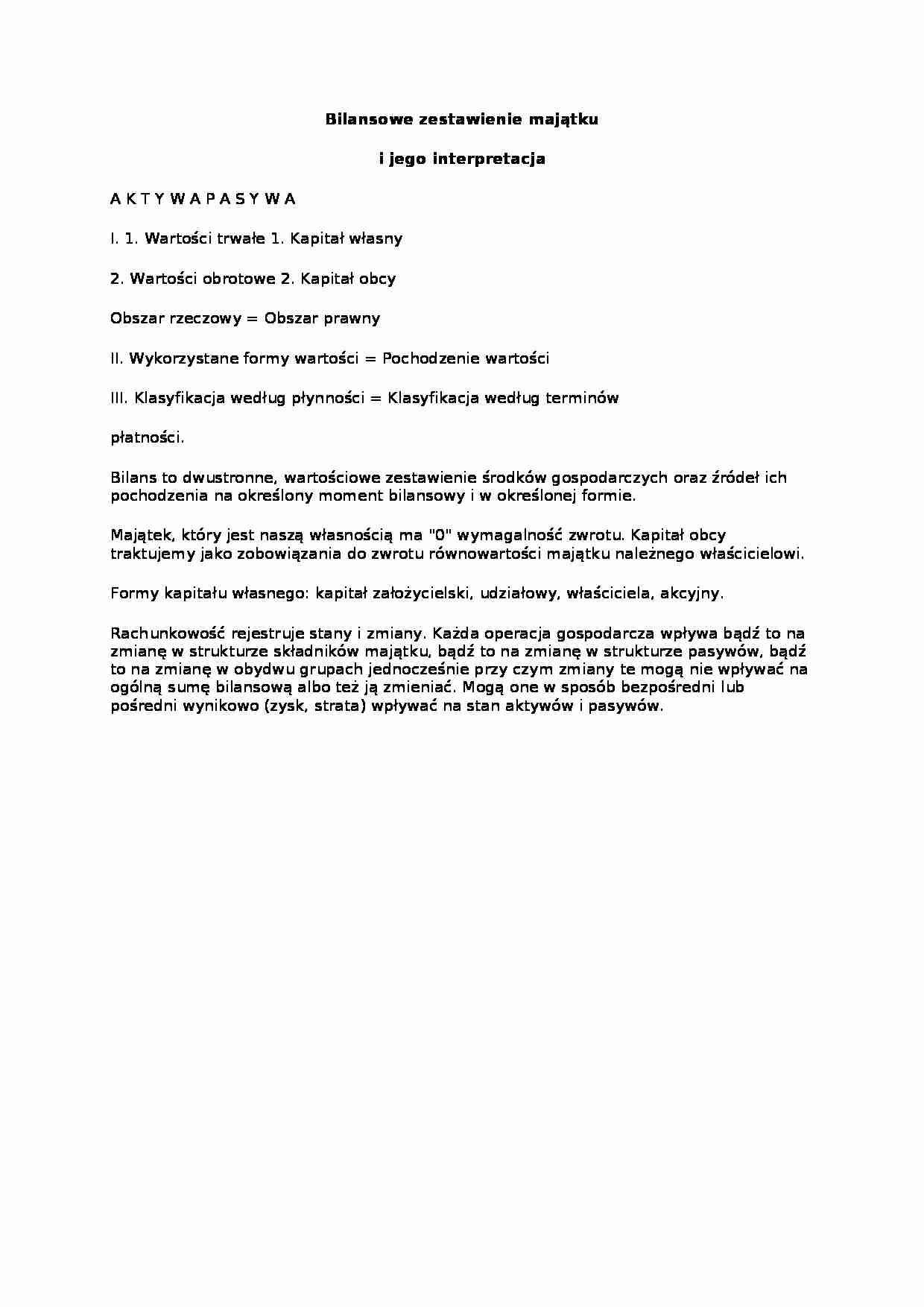 Bilansowe zestawienie majątku, sem III - strona 1