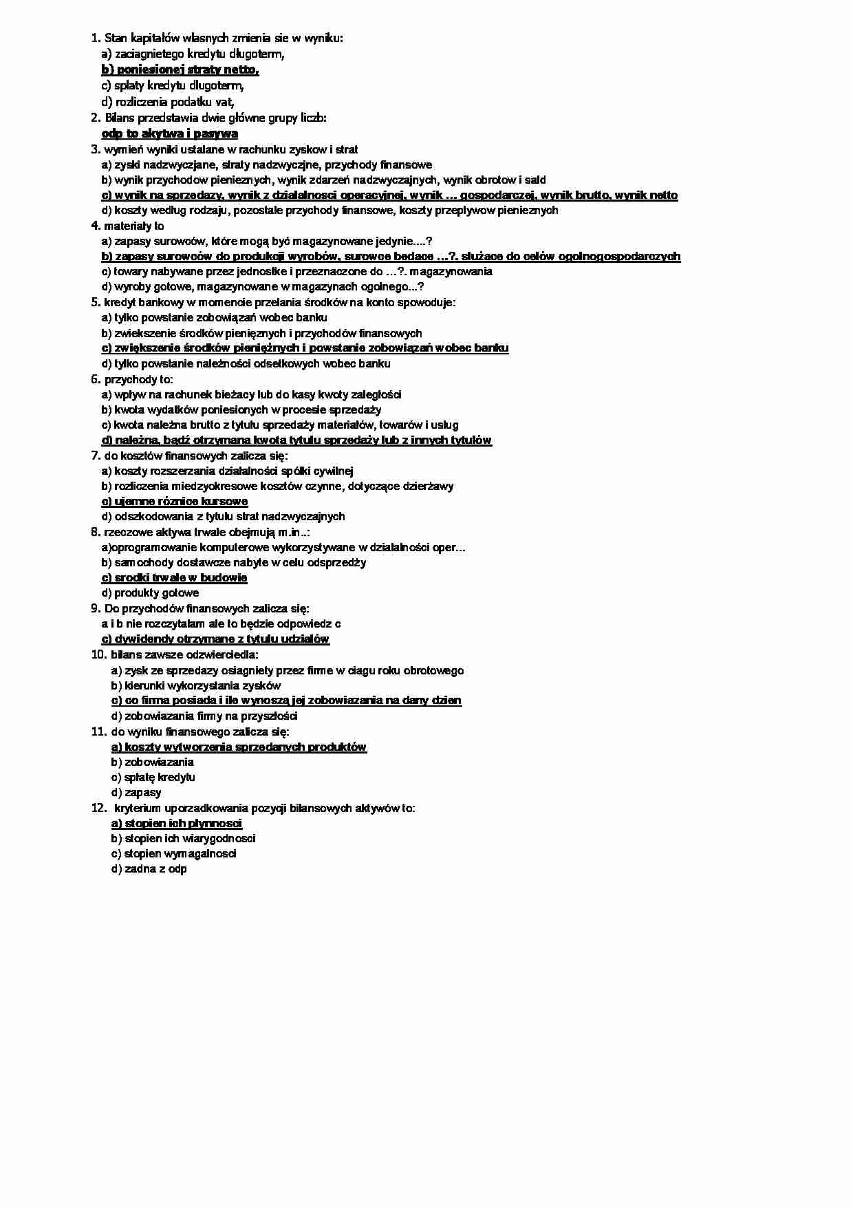 Egzamin z rachunkowości, sem III - strona 1