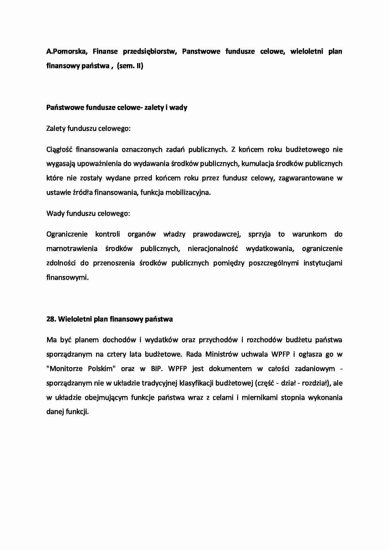 Państwowe fundusze celowe - omówienie  (sem. II) - strona 1