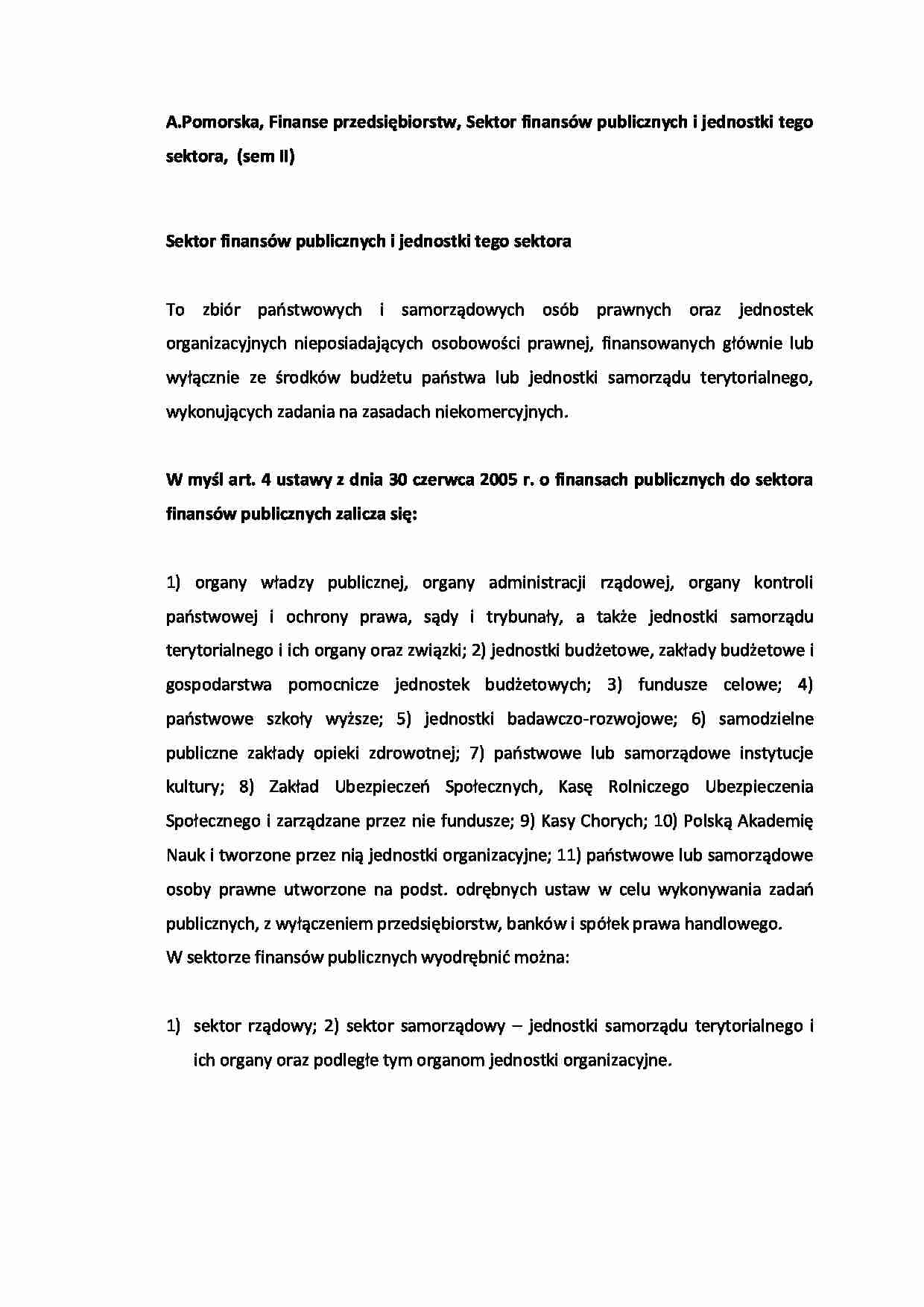 Sektor finansów publicznych - omówienie (sem II) - strona 1