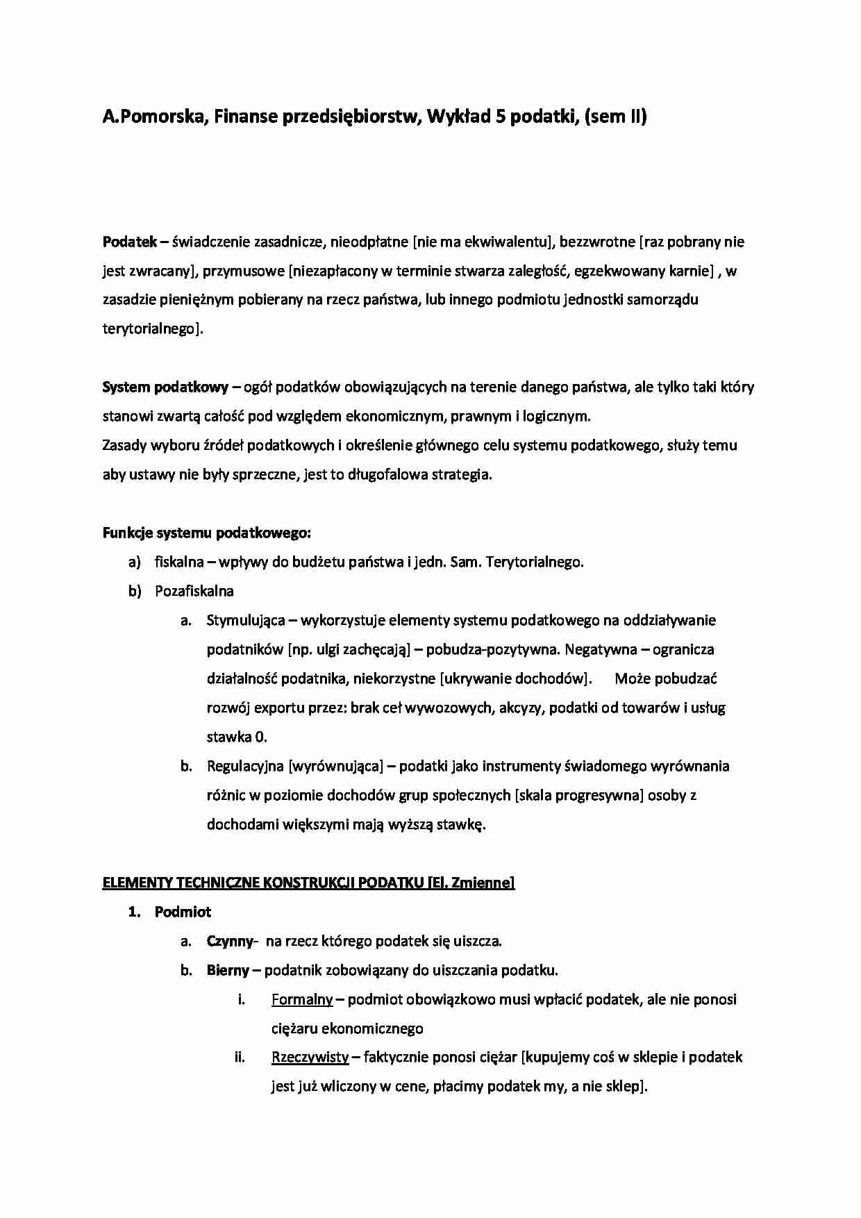 Wykład 5 podatki, (sem II) - strona 1