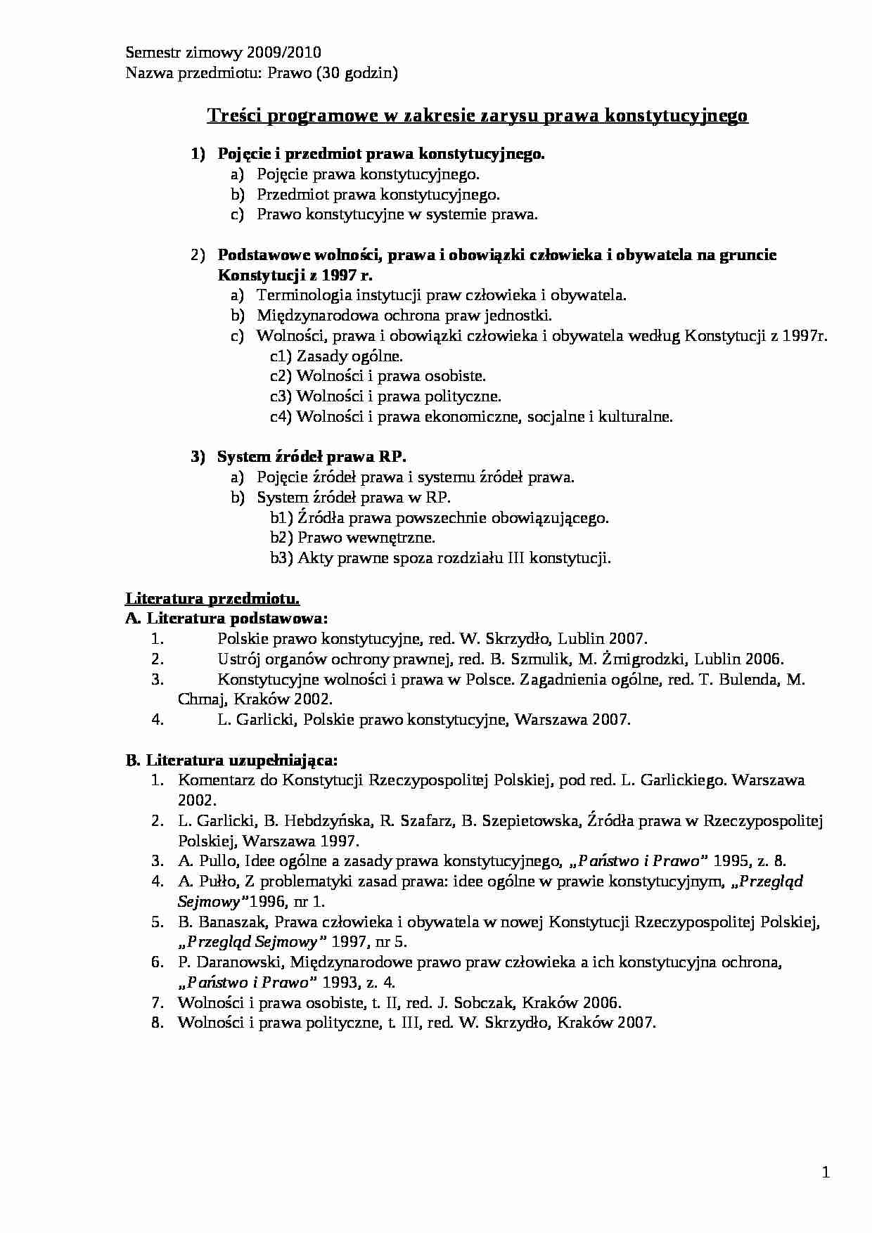 Prawo konstytucyjne - omówienie (sem I) - strona 1