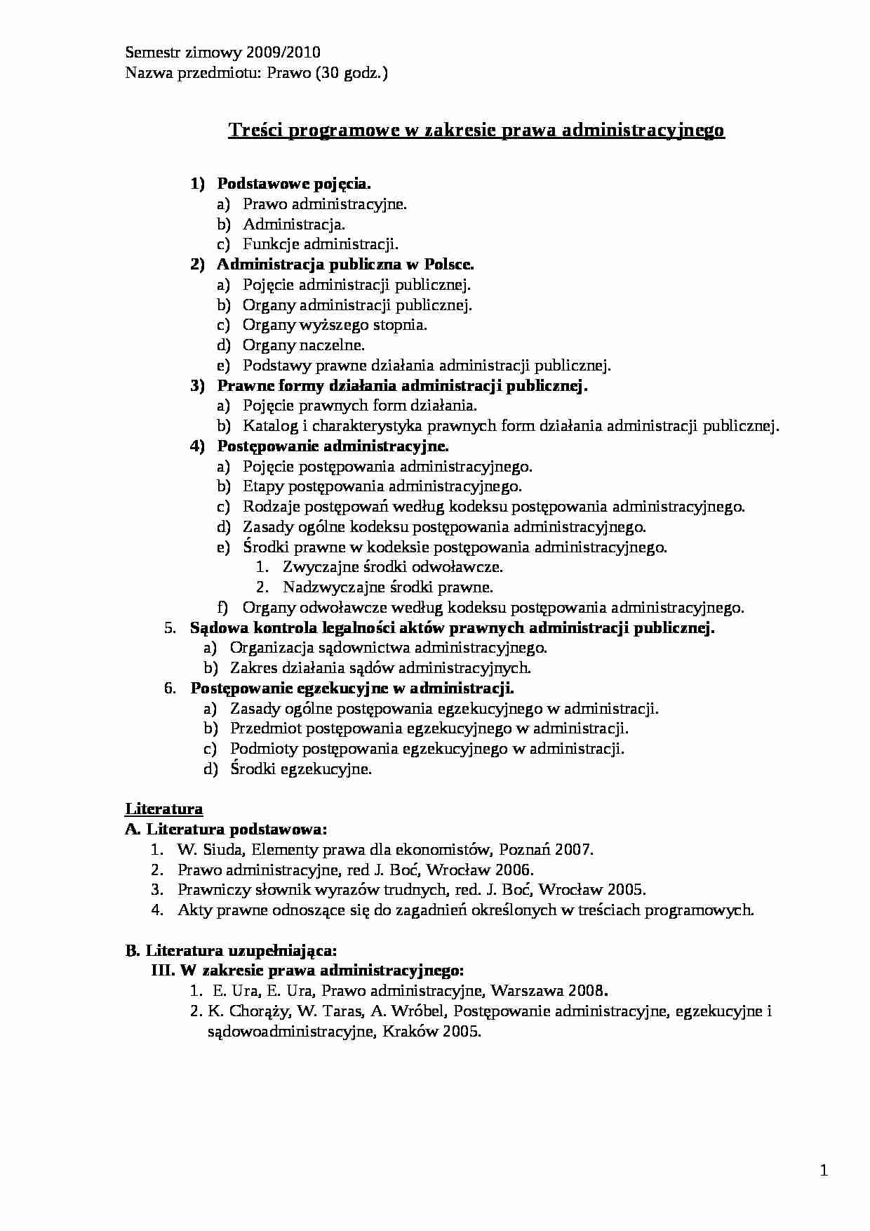 Prawo administracyjne - omówienie (sem I) - strona 1