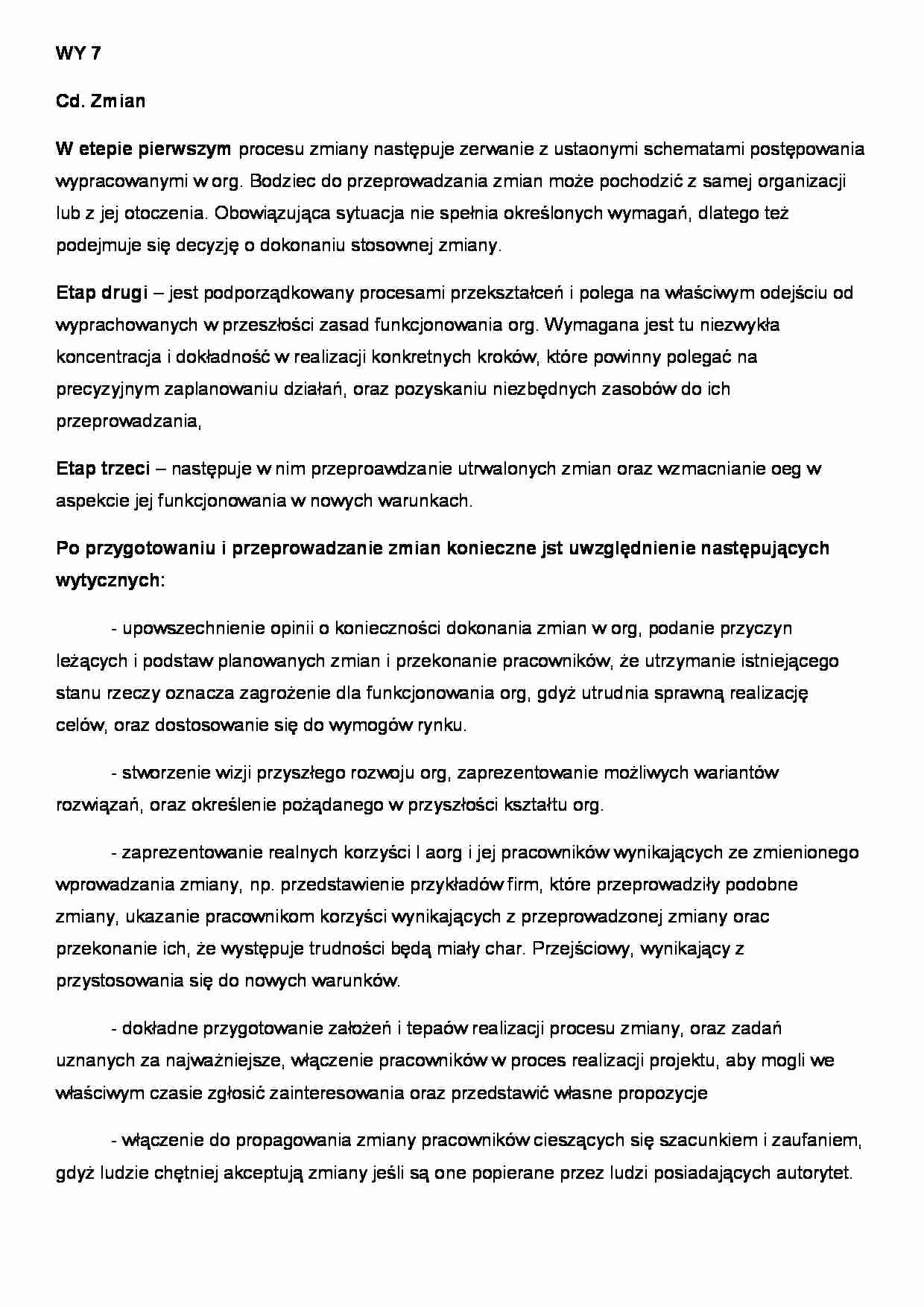 Socjologia organizacji - wykład 7 (sem II) - strona 1