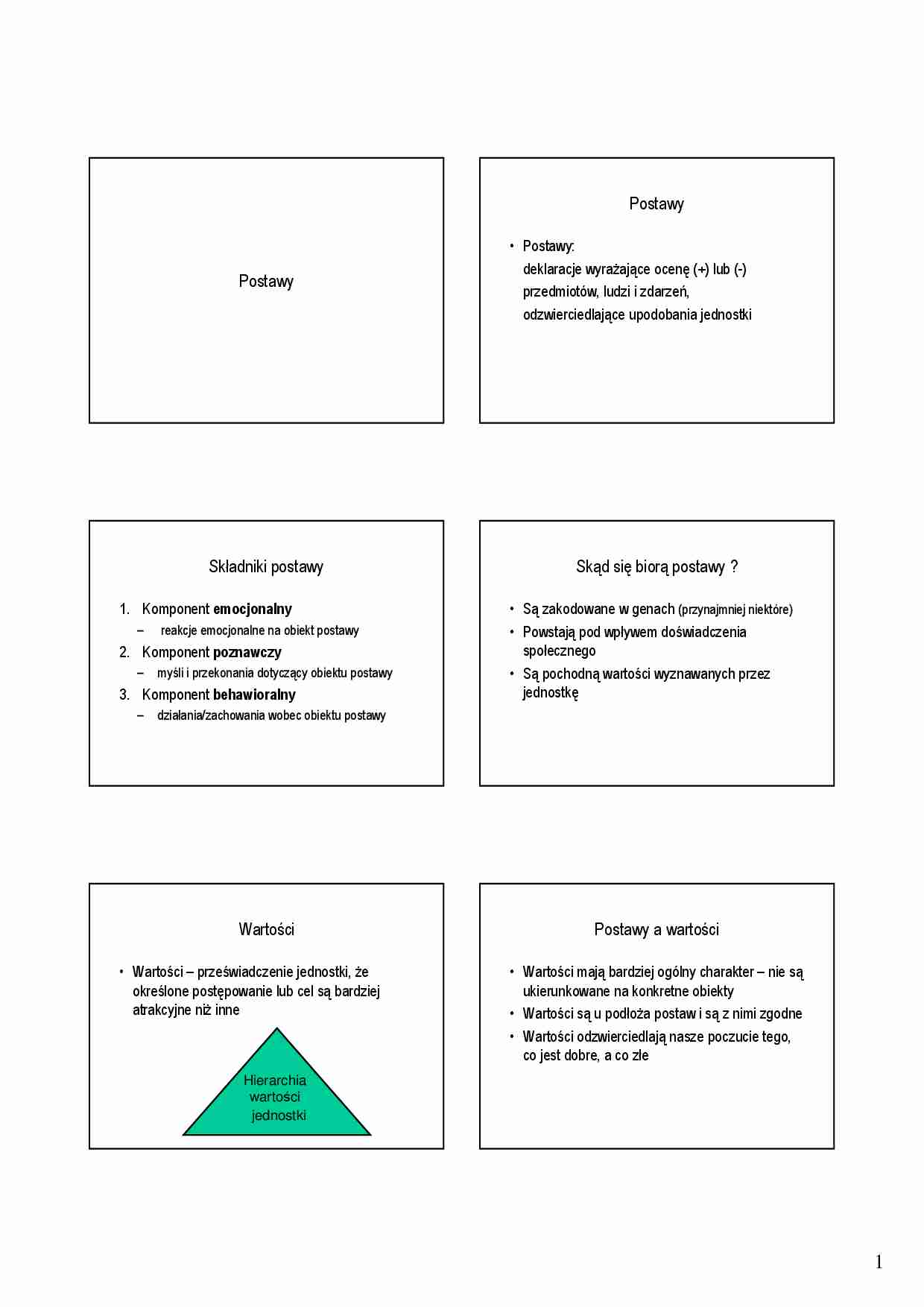 Podstawy Psychologii i Socjologii - postawy (sem 1) - strona 1