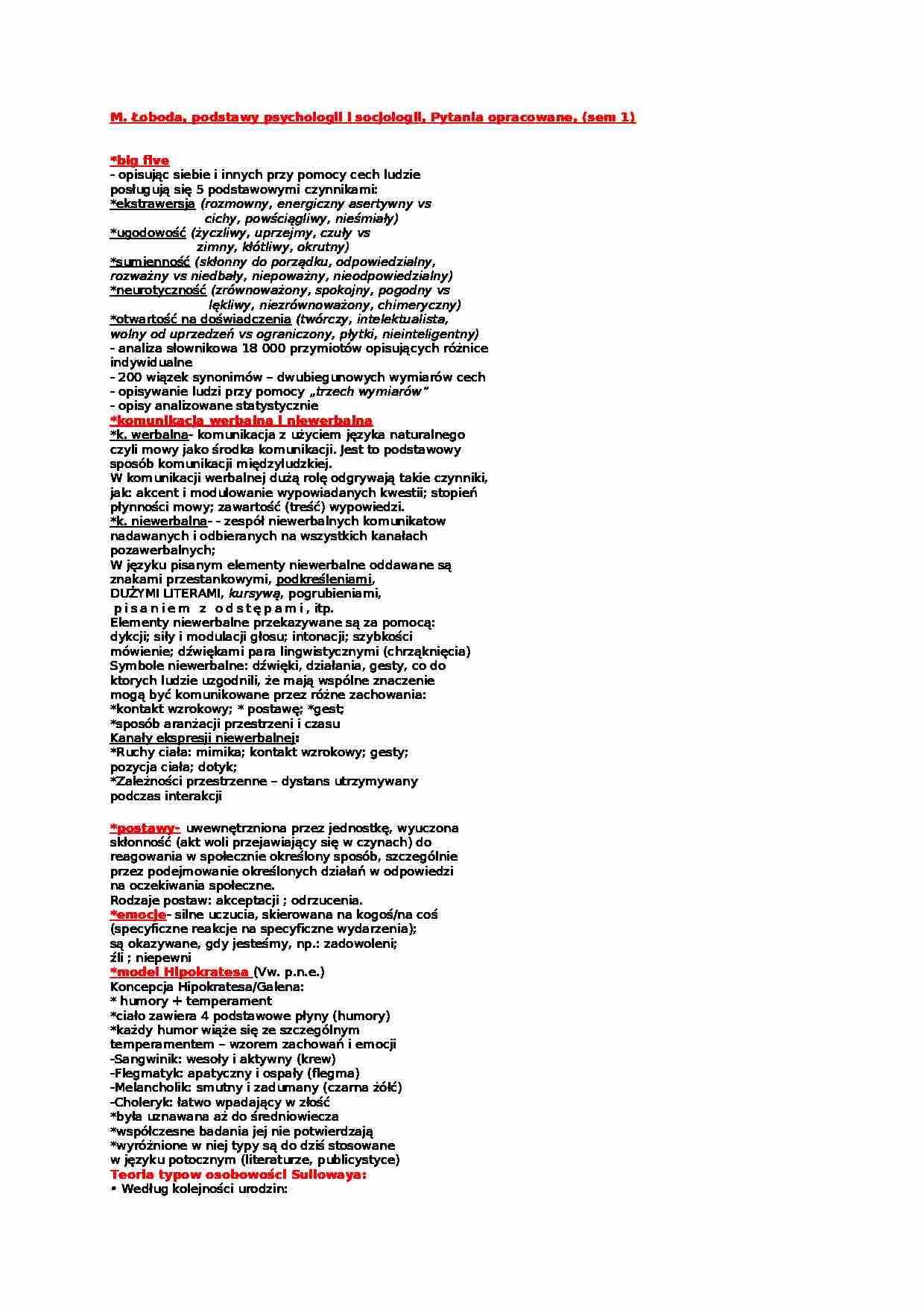 Pytania opracowane - omówienie  (sem 1) - strona 1