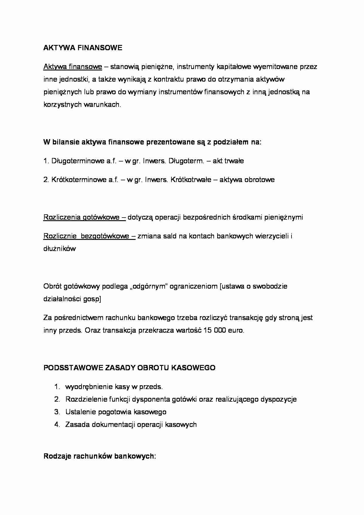 Aktywa finansowe - omówienie (sem II) - strona 1